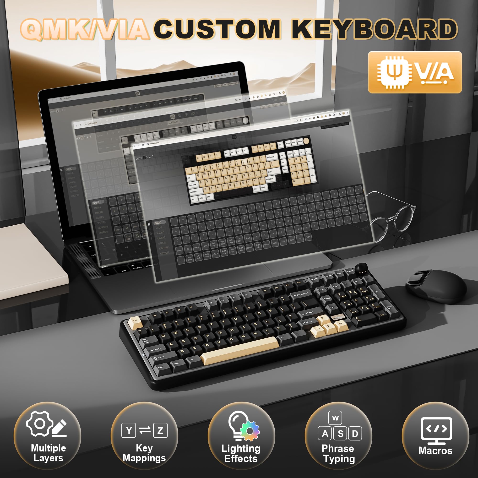 Amazon | YUNZII B98 PRO QMK/VIA ワイヤレス メカニカル ゲーミング