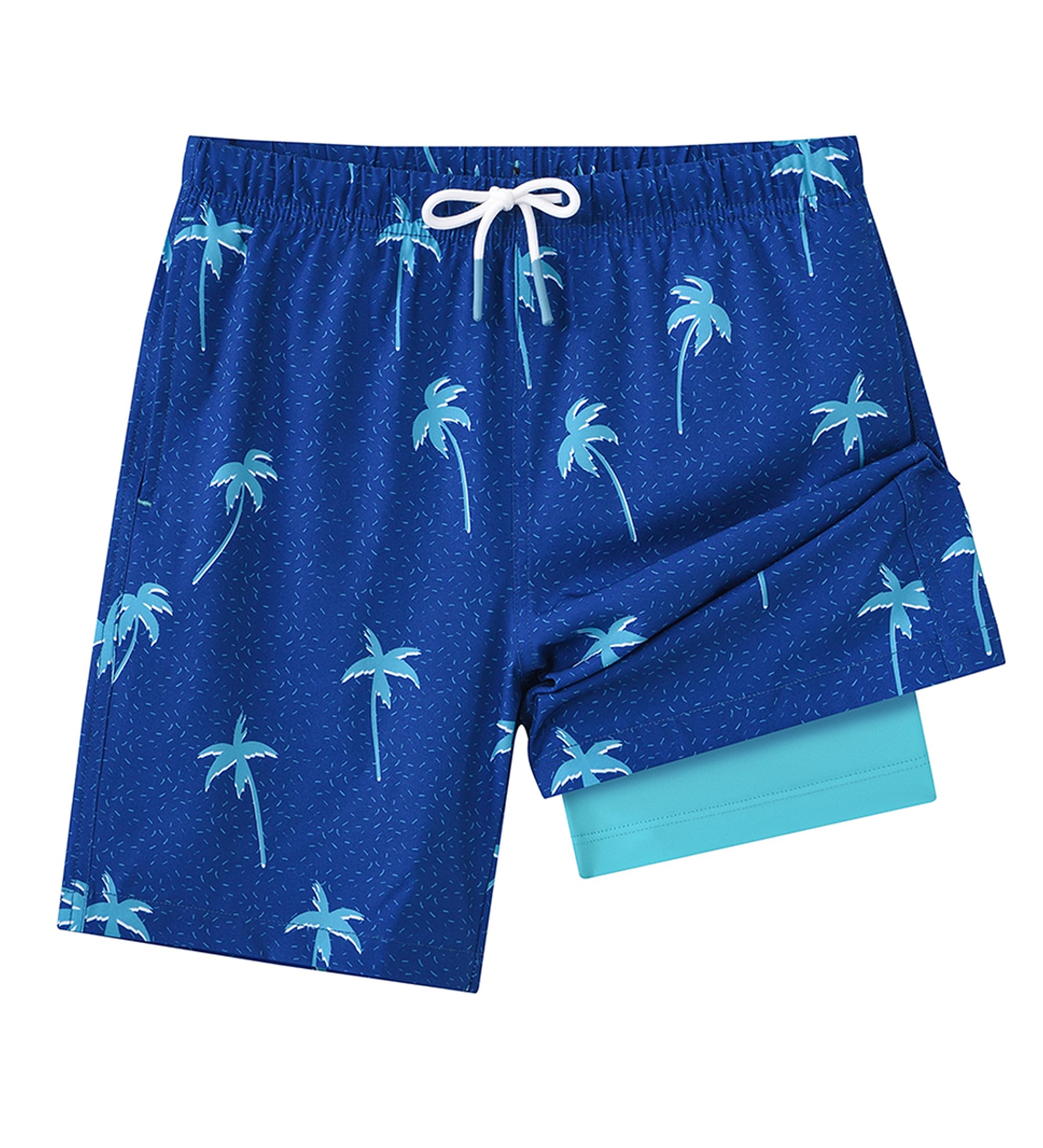 Zoofly Badehose Jungen 2 in 1 Kinder Badeshorts mit Innenhose und Verstellbarem Tunnelzug Schnelltrocknend Schwimmhose 4-16 Jahre