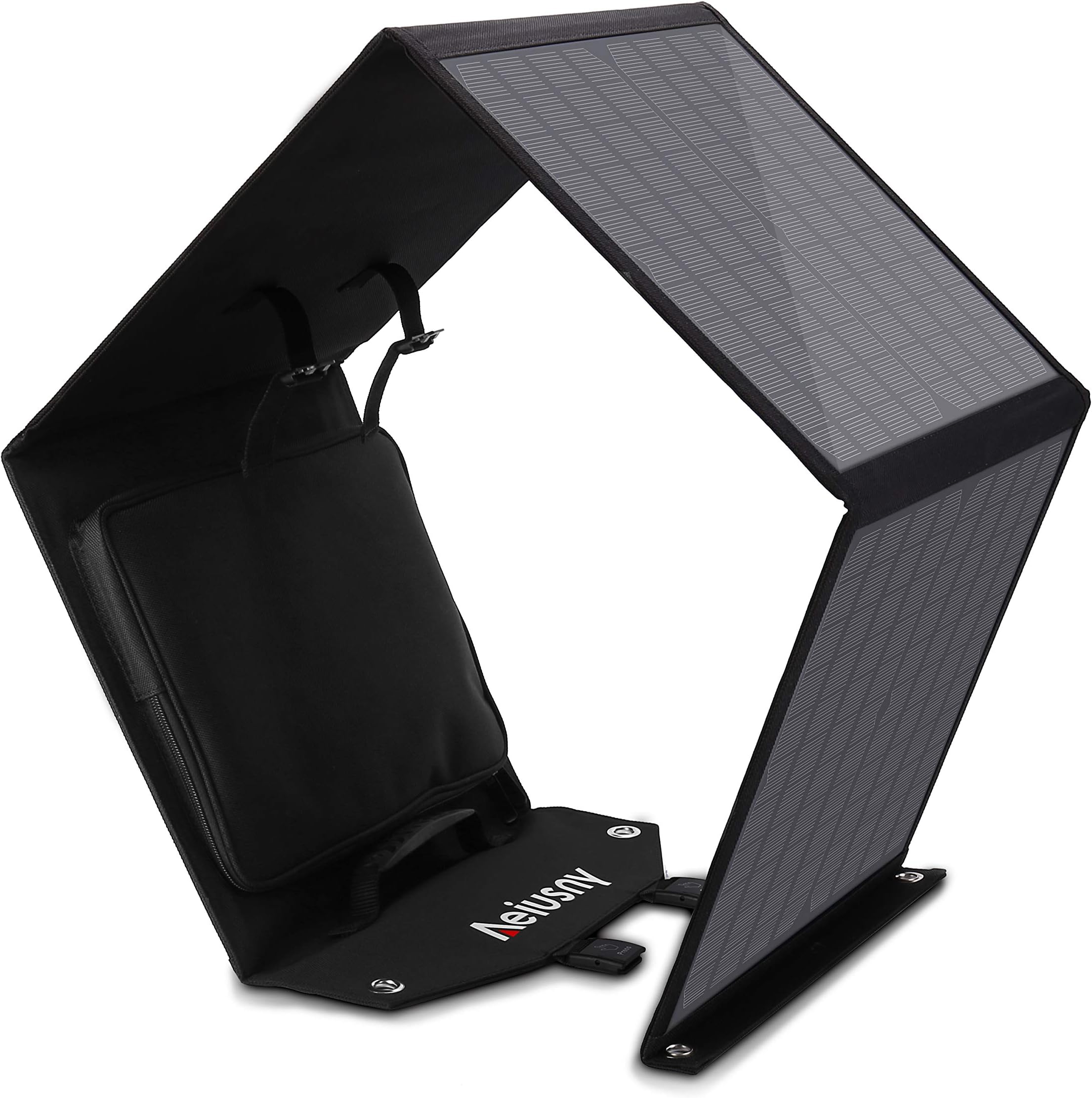 Aeiusny Solar Panel Charger Foldable 60W Waterproof Outdoor for Suaoki/Jackery/Webetop Portable Generator/Goal Zero Yeti Power Station/USB Devices, QC3.0 USB Ports