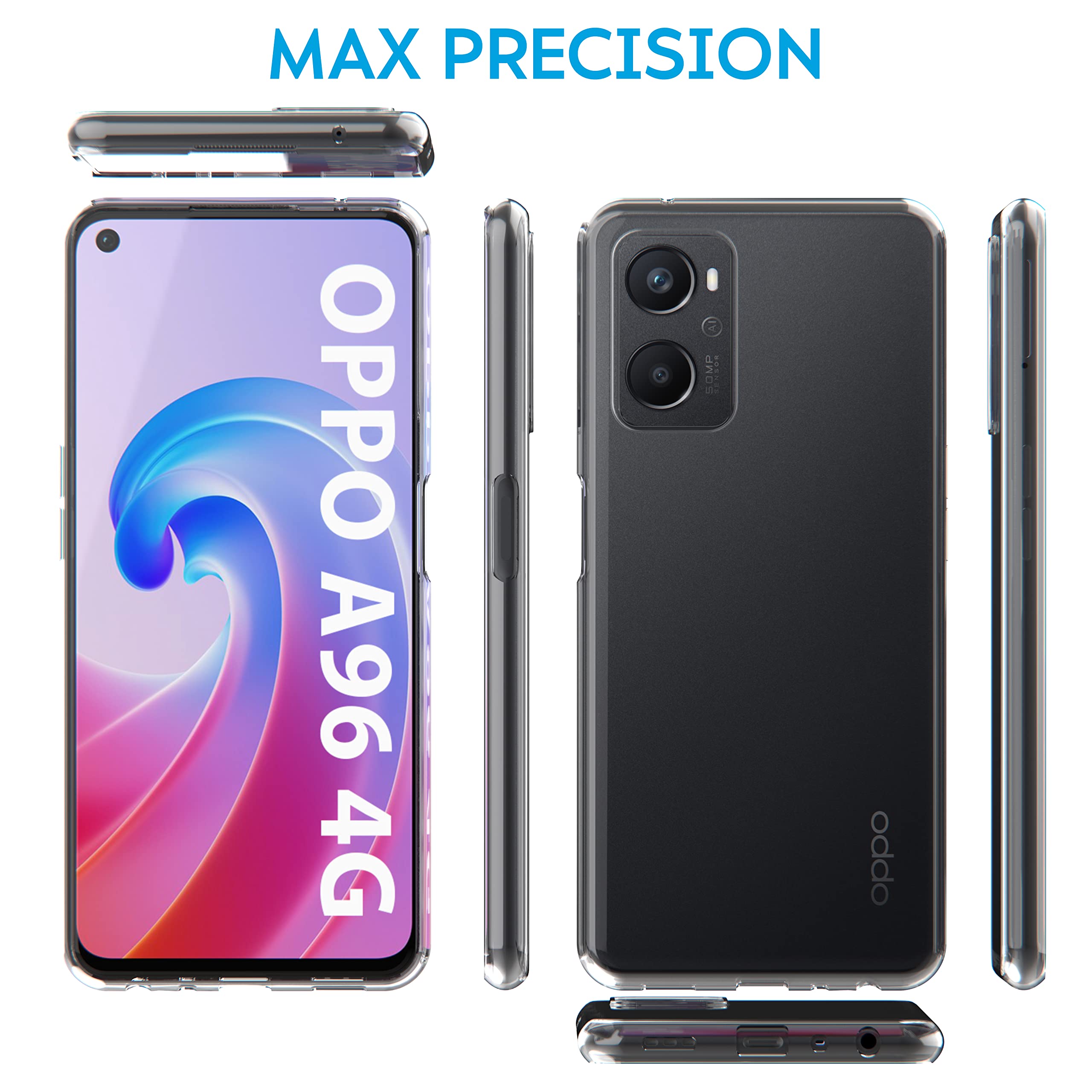 SEAHAI Cover per Oppo A96 / Oppo A76 / Realme 9i / Oppo A36, [Militare Anti-Caduta] Cornice Paraurti in Silicone Morbido Ultra Sottile Custodia, con Supporto Pieghevole Nascosto Kickstand - Grigio
