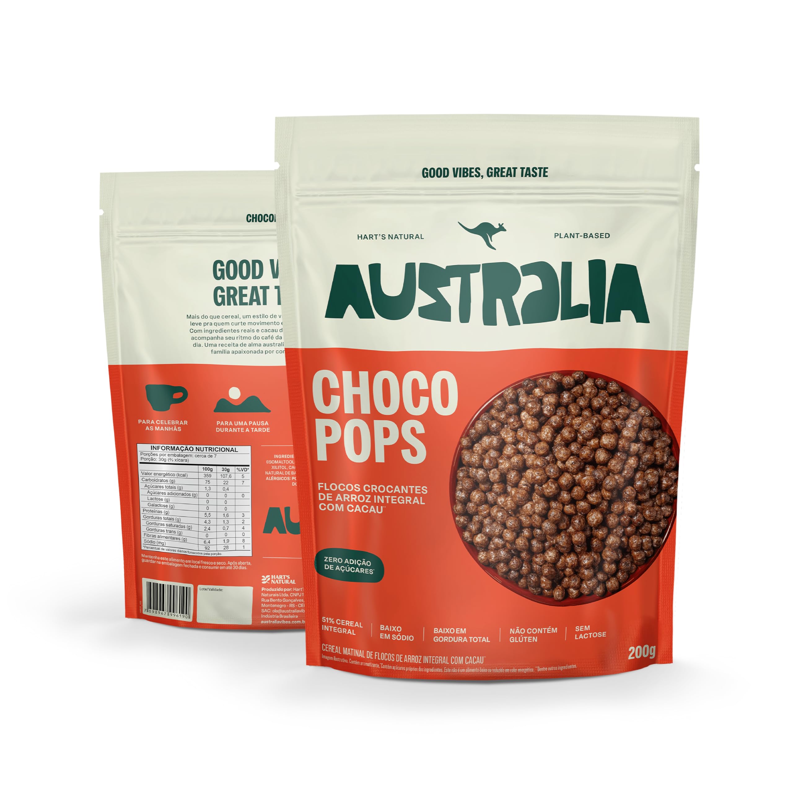 Hart's Natural ChocoPops Australia Chocolate | Cereal Matinal Sem