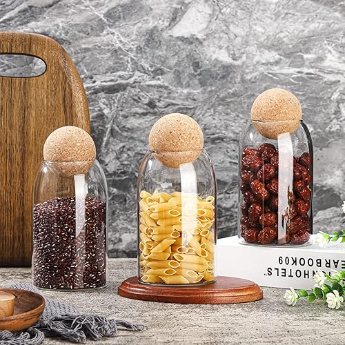 Miniatura 2 de 3 tarros de vidrio de corcho, frasco sellado, frutos secos, tarro de almacenamiento de granos de café, recipiente de vidrio con bola, botellas de