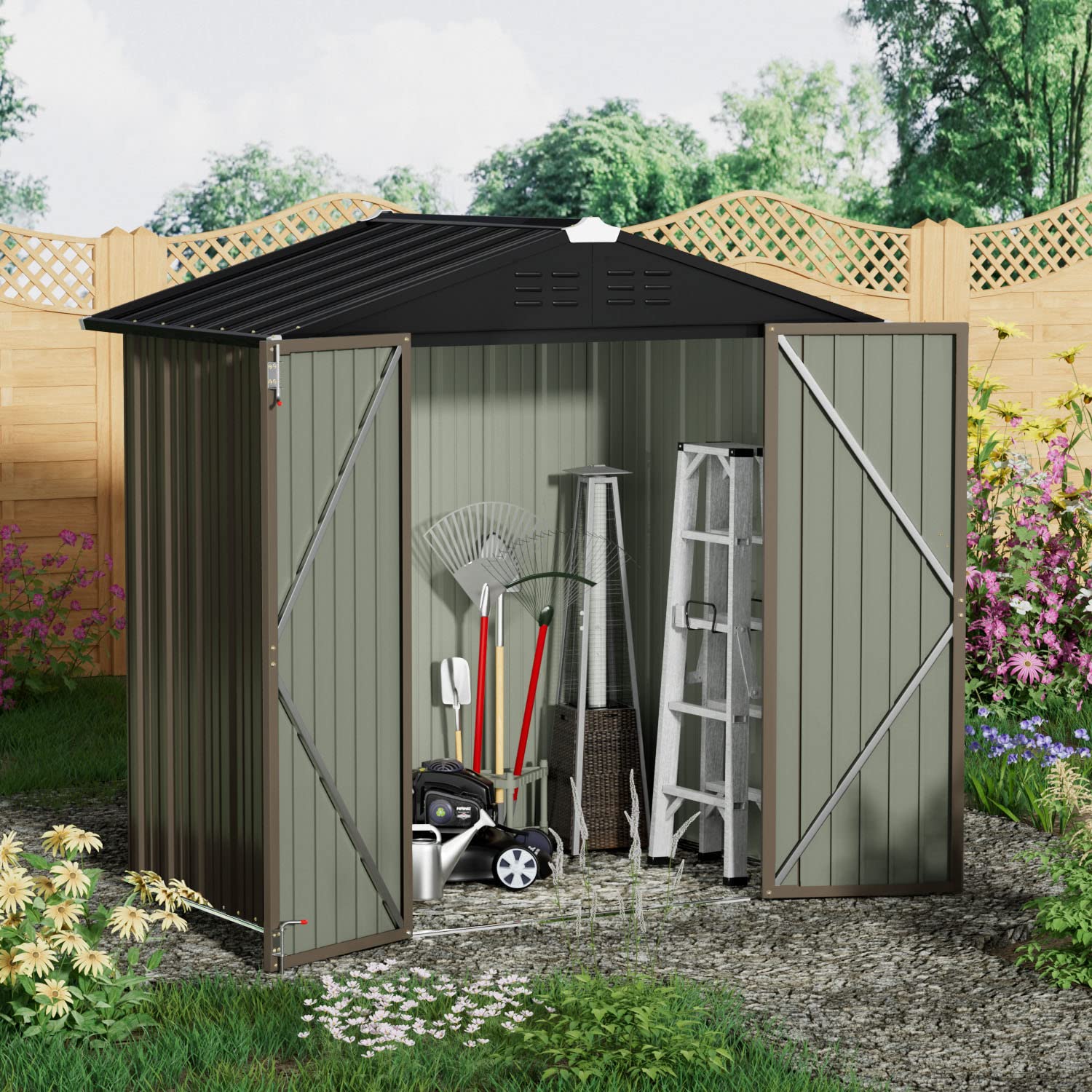 Buy Devoko Outdoor Storage Shed 6 x 4 FT Lockable Metal Garden Shed