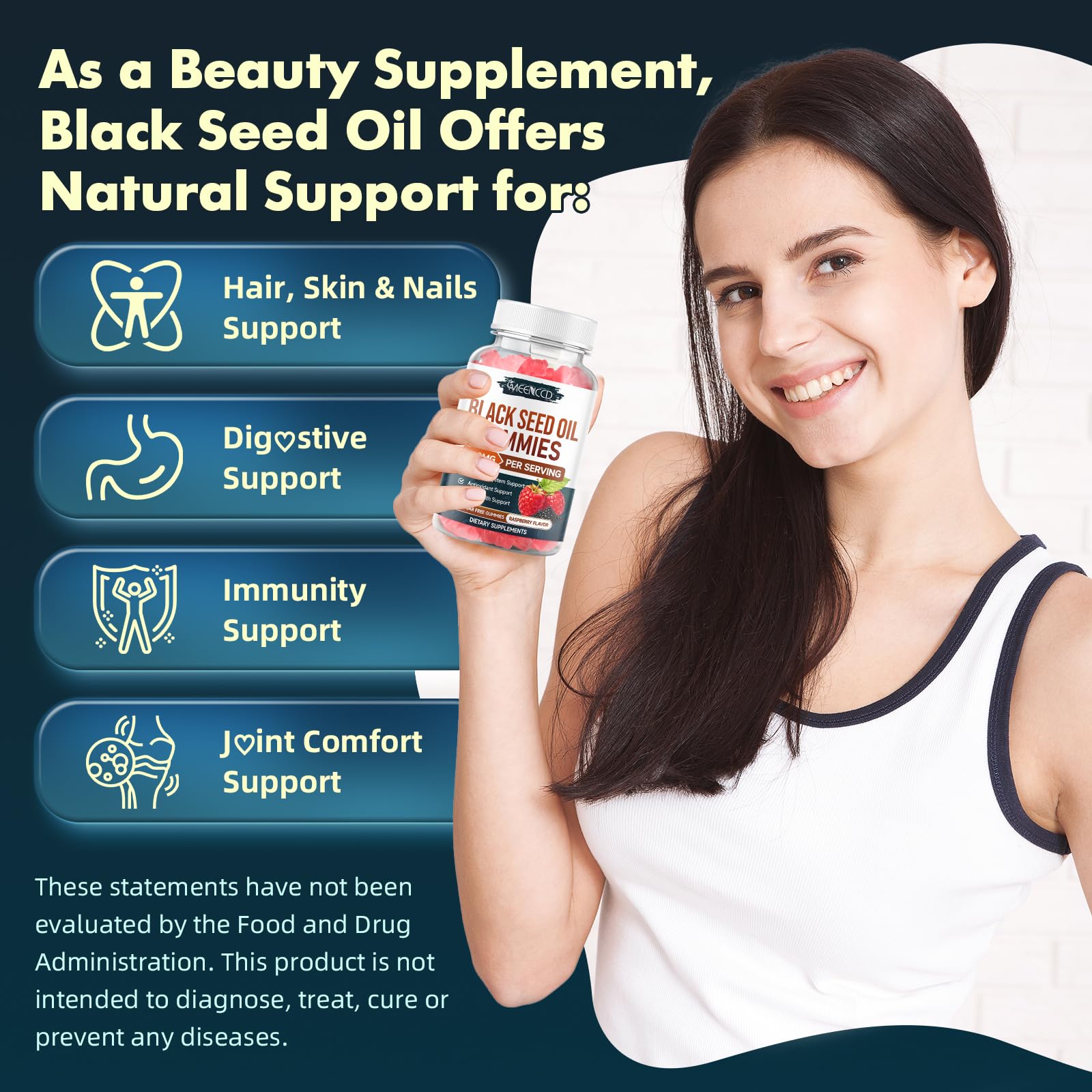 Black Seed Oil Gummies, Cold Pressed Black Seed Oil Supplement, 60 Count — Amazon image 3