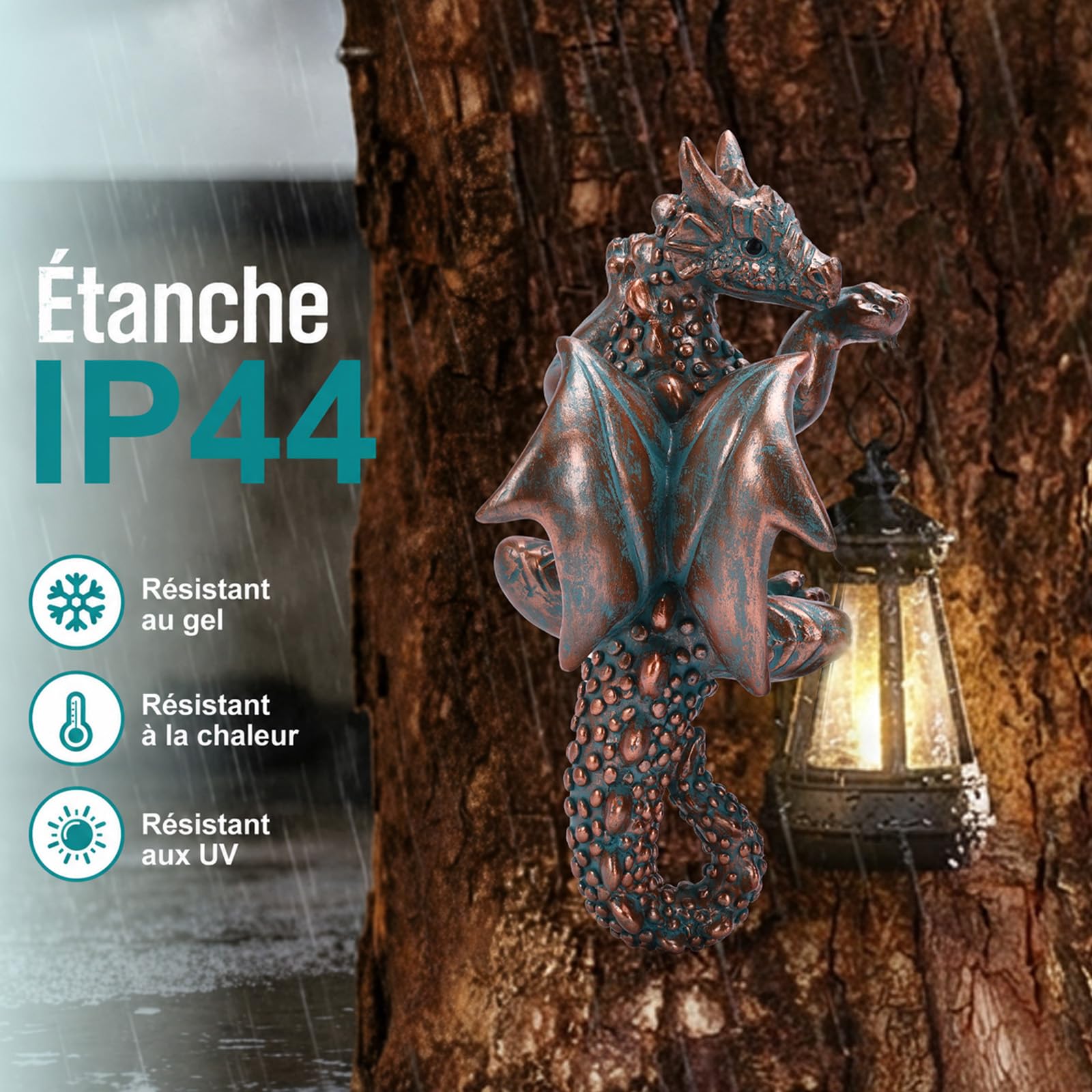 Yeomoo Dragon Solaire Suspendu avec éclairage LED pour Jardin extérieur