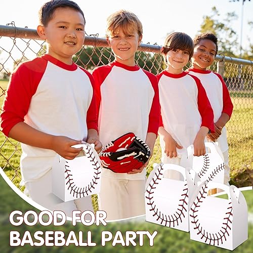 Miniatura 6 de Aoriher 30 cajas de regalo de béisbol y baloncesto para fiestas temáticas de fútbol, fútbol, deportes, fiesta, con asas, decoraciones de fiesta,