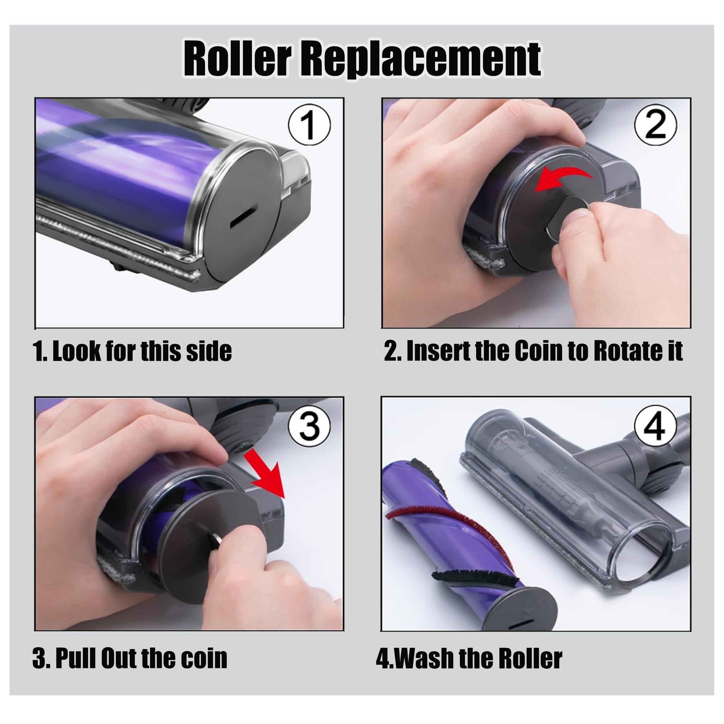 Arcets Spazzola Motorizzata compatibile per Dyson V10 V8 V11 V15 V7 Rullo Adatto per Tappeti e Pavimenti Duri e Angoli Stretti