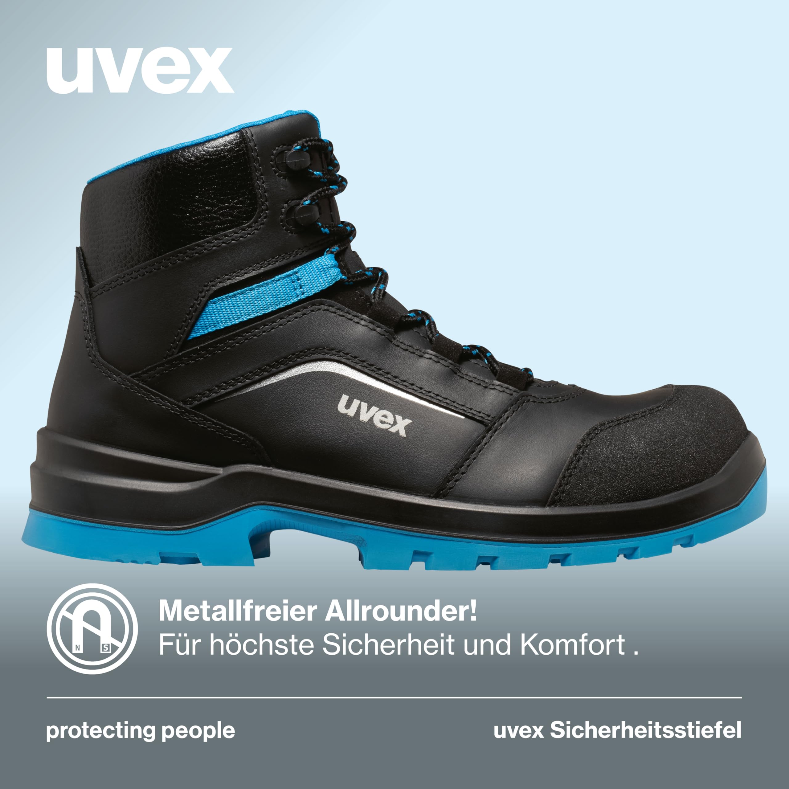 Uvex 2 xenova Sicherheitsstiefel S3 SRC, Schnürstiefel, Arbeitsschuhe für Herren, Schwarz/Grün