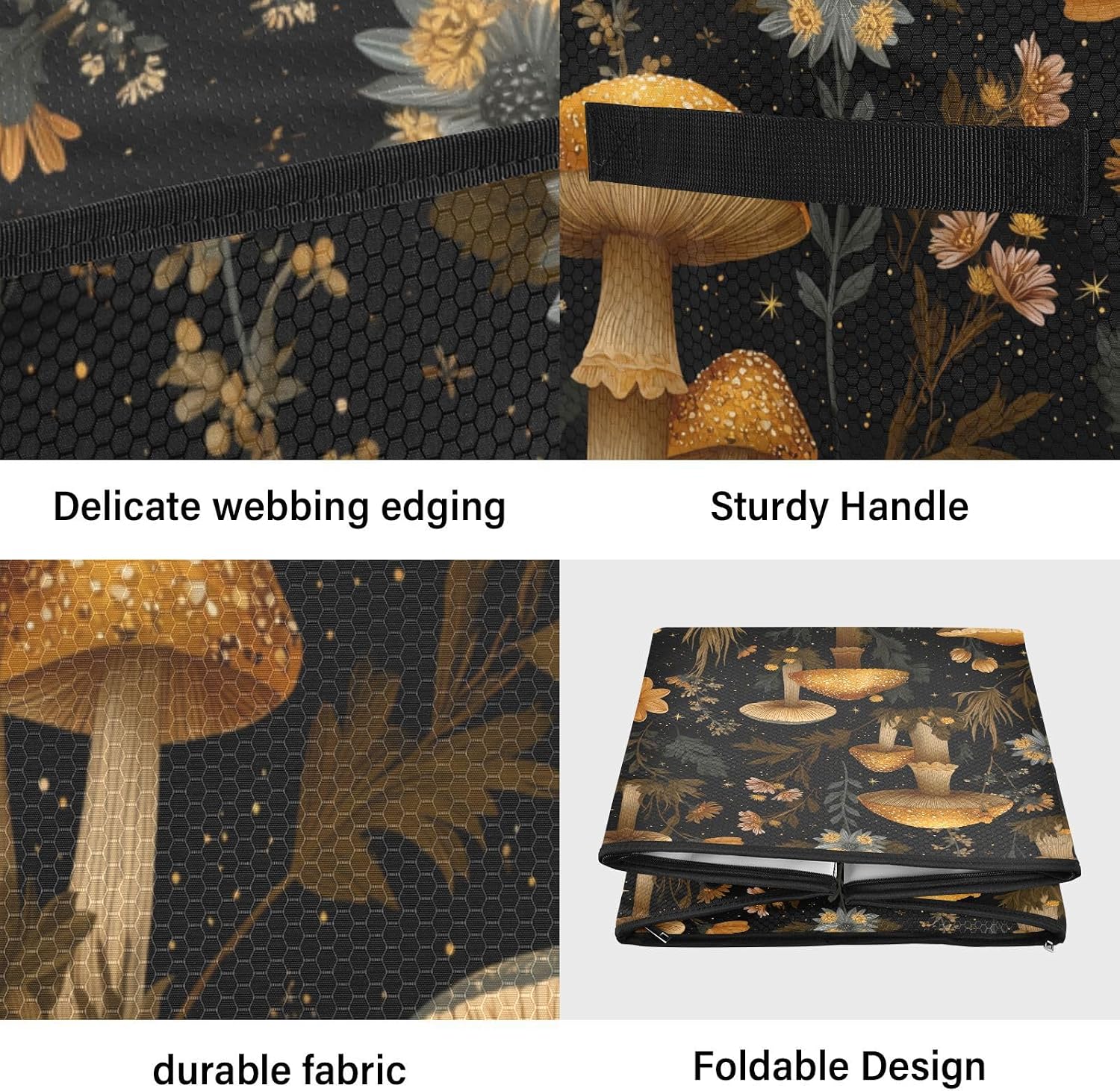 OTVEE Christmas Ornament Storage Box Holiday Decoration Organizer Stores upto 64 Holiday Ornaments Adjustable Dividers Tear-Proof Fabric Boho Mushroom Floral Decor