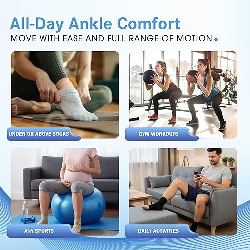 Miniatura 6 de Calcetines de compresión para tobillo (paquete de 2) para mujeres y hombres, soporte de 8-15 mmHg para alivio de la fascitis plantar, dolor de