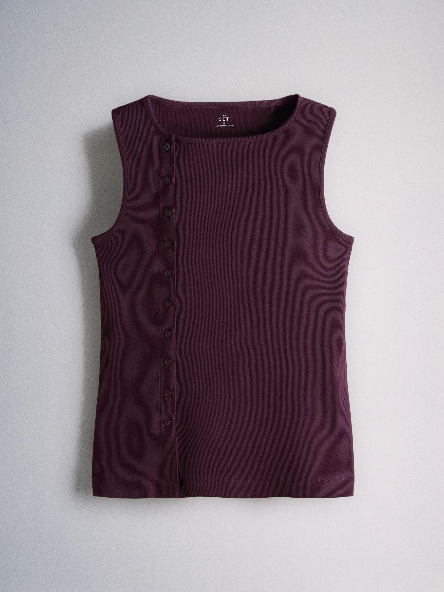 THE SET Mujeres Pack de 3 camisetas sin mangas con botones laterales