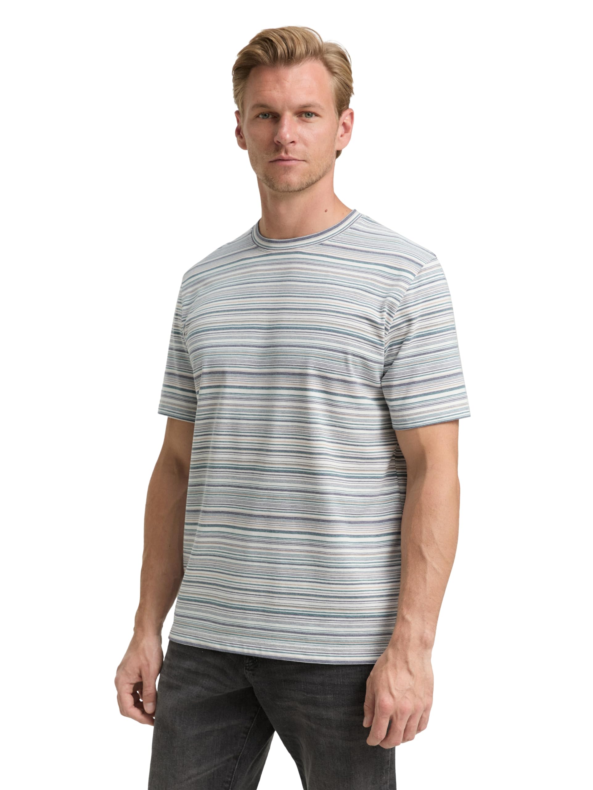 TOM TAILOR Herren T-Shirt mit Streifenmuster
