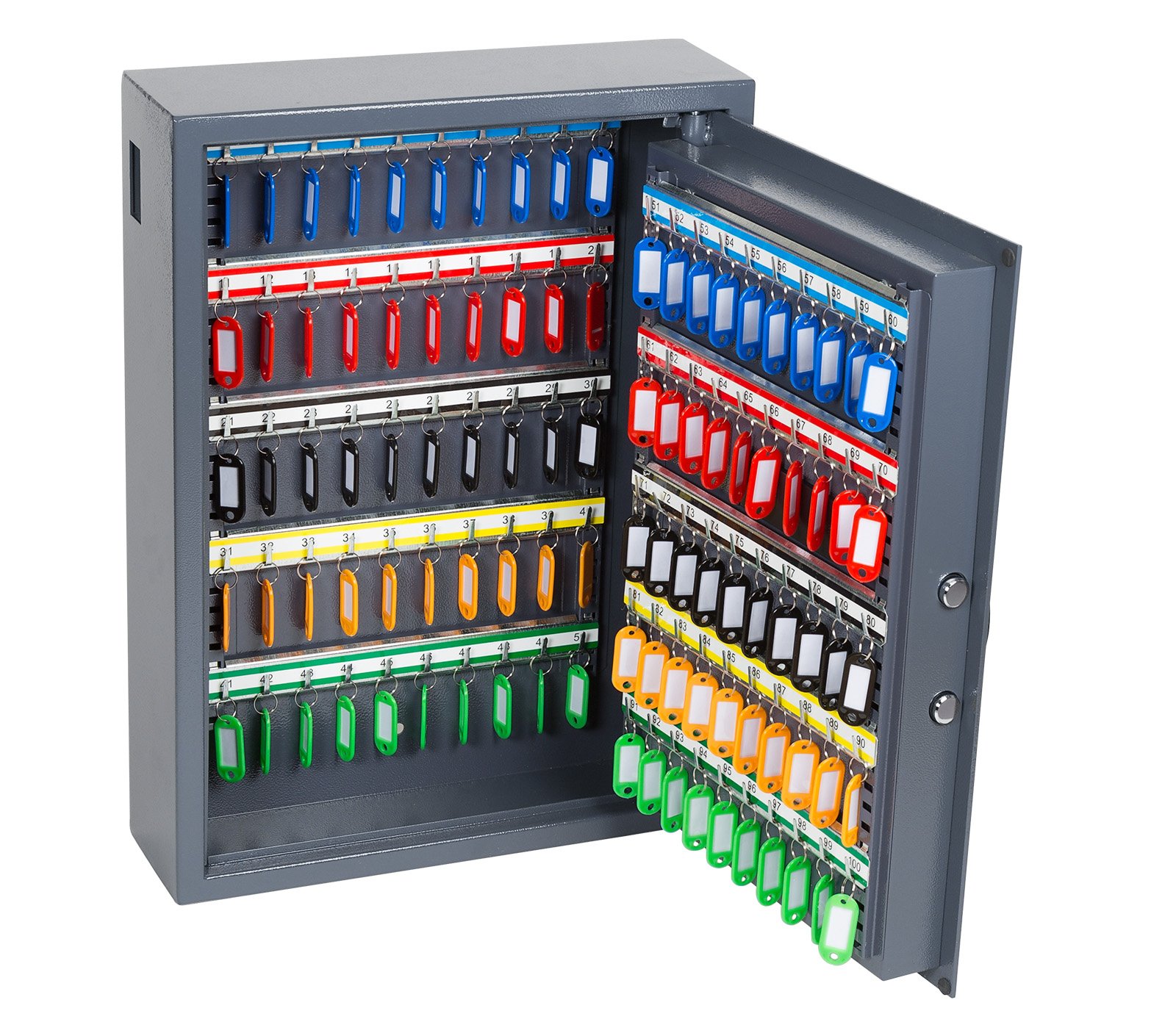 Coffre-Fort à Clés avec Serrure Électronique, Boîte de Sécurité à Code Numérique pour 100 Clés, Serrure à Double Boulon, Acier, 55 x 40 x 12 cm (20102)