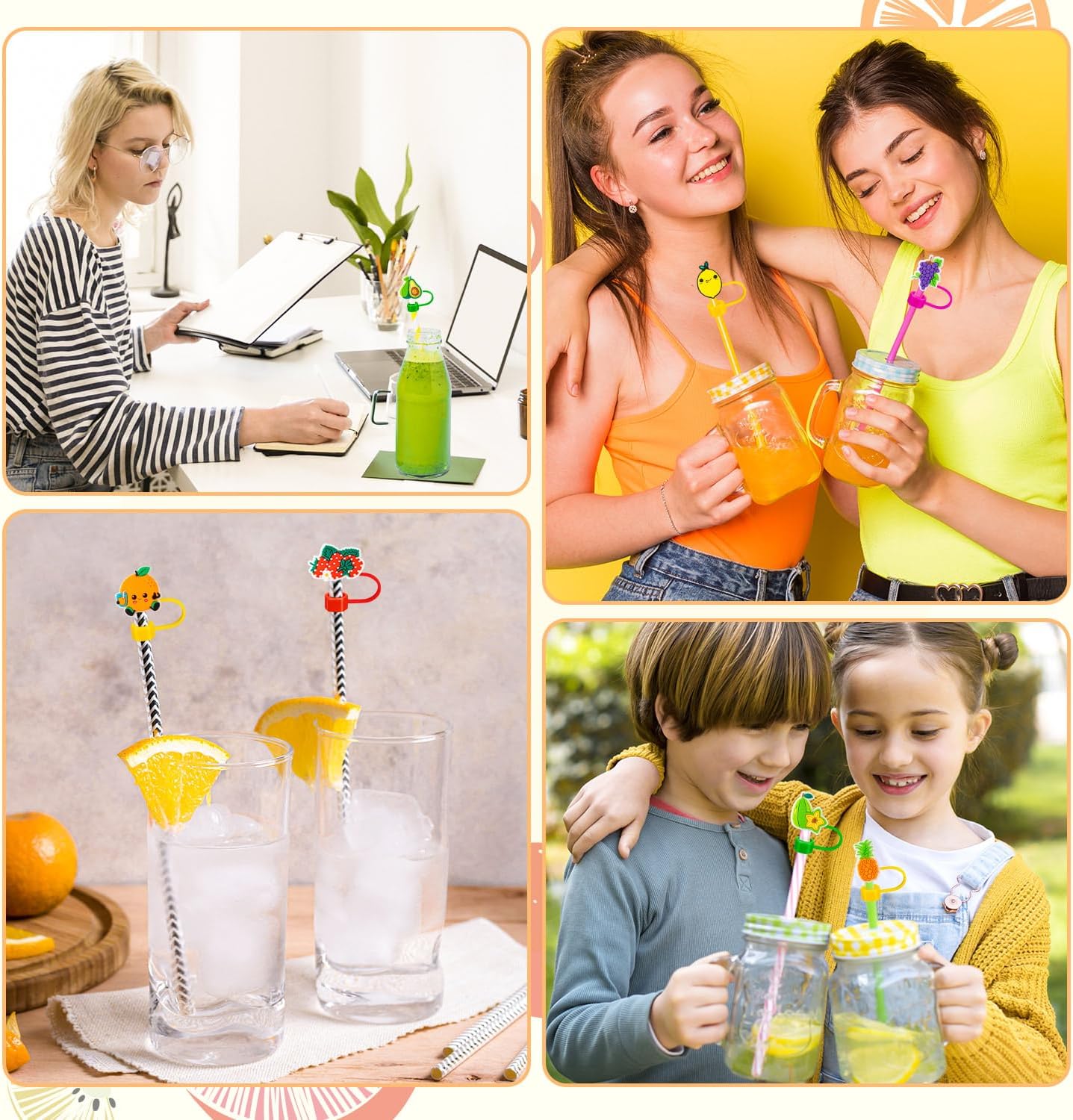 24 PCS Fruit Straw Topper, 10mm Silicone Straw Covers Cap for 30&40 Oz Tumblers Cup Accessories, Reusable Dust-Proof Cute Summer Drink Straws Tips Cover - Image 7