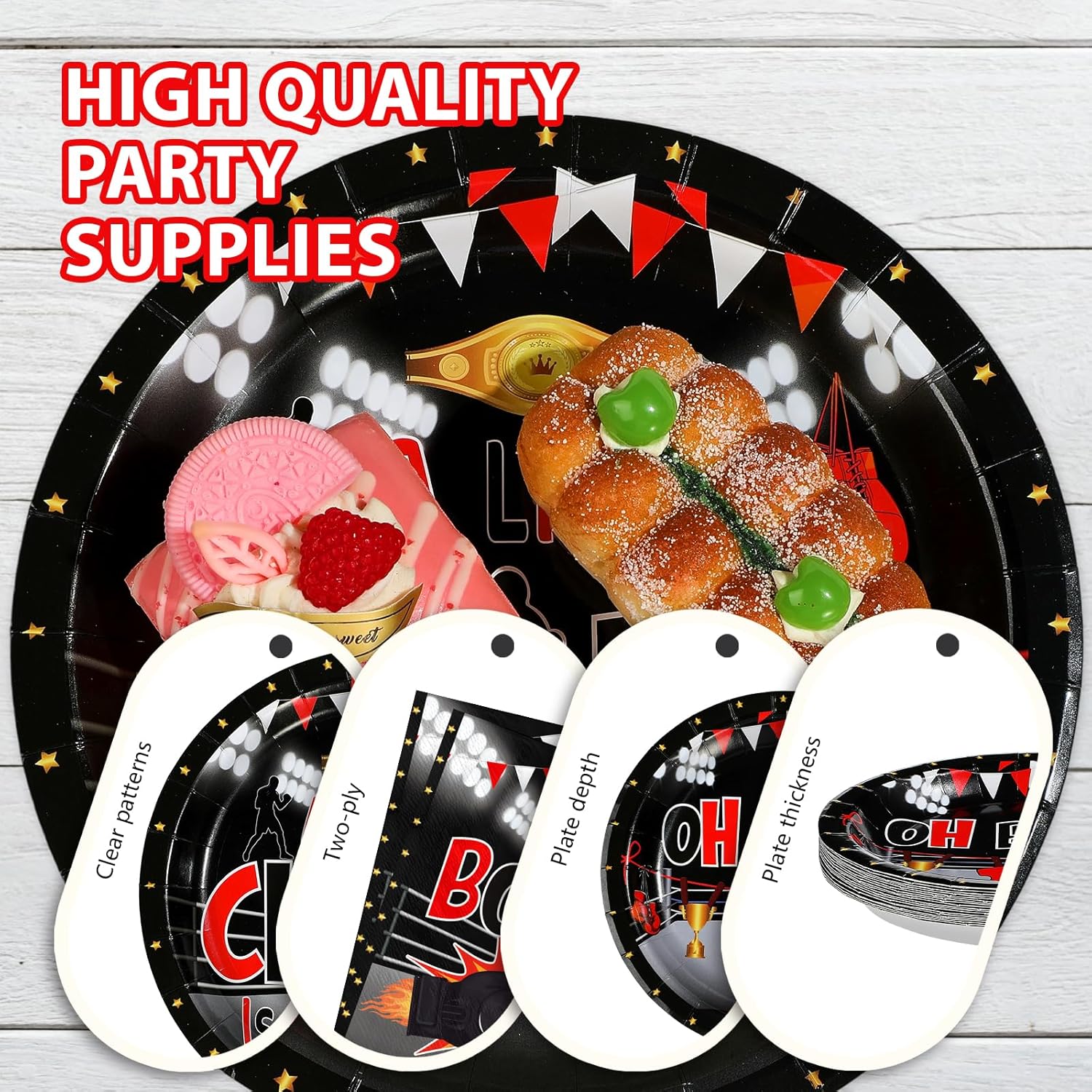 96Pcs Boxing Baby Shower Party Supplies World Champion Plates and Napkins Fight Sports Wrestling Tableware Set for Boxing Baby Shower Party Supplies Serves 24 - Image 6