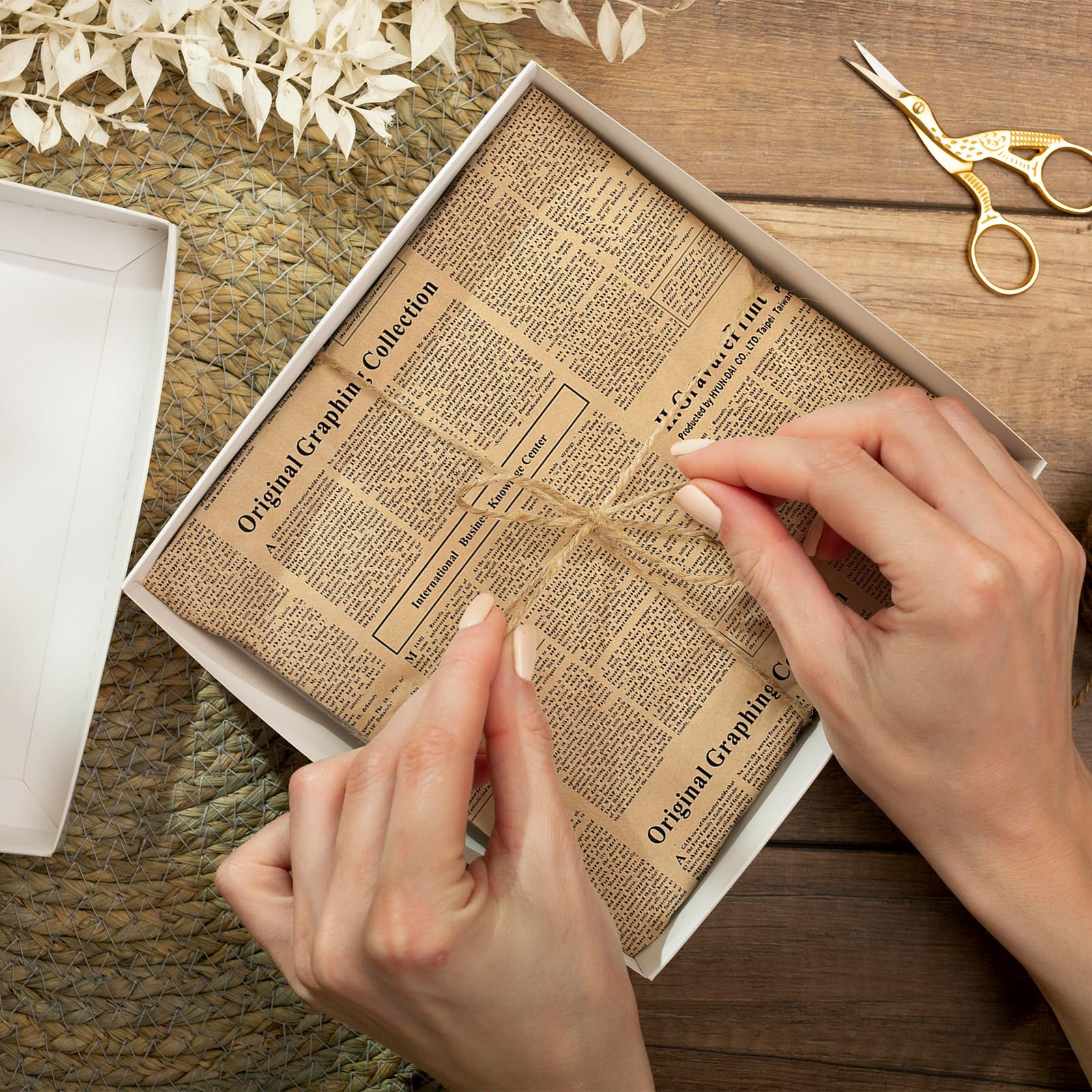 Whaline Vintage Newspaper Wrapping Paper - Not Roll - Old Newsprint Gift Wrap Paper Folded Flat Retro Kraft Magazine DIY Craft Art Paper for Wedding Birthday Party Decor Supplies, 10 Sheets - Image 6