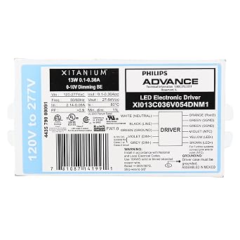 Advance XI013C036V054DMNM1 Xitanium 0-10V Dimming LED Driver, 13W, 27-54Vdc, 120-277V