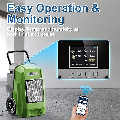 Miniatura 2 de ALORAIR Deshumidificador comercial de 180 pintas con manguera de drenaje de bomba, deshumidificador inteligente Wi-Fi para sótano grande, espacio