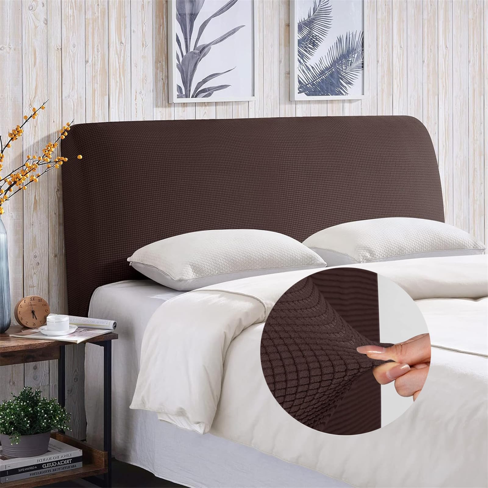 Housses De Tête De Lit Extensible Couverture De Tête De Lit Rembourrée Lavable Amovible Antipoussière Housse De Protection pour Lits Simples Doubles King Size (Marron,150cm-(150-170cm Housses De Tête De Lit Extensible Couverture De Tête De Lit Rembourrée Lavable Amovible Antipoussière Housse De Protection pour Lits Simples Doubles King Size (Marron,150cm-(150-170cm
