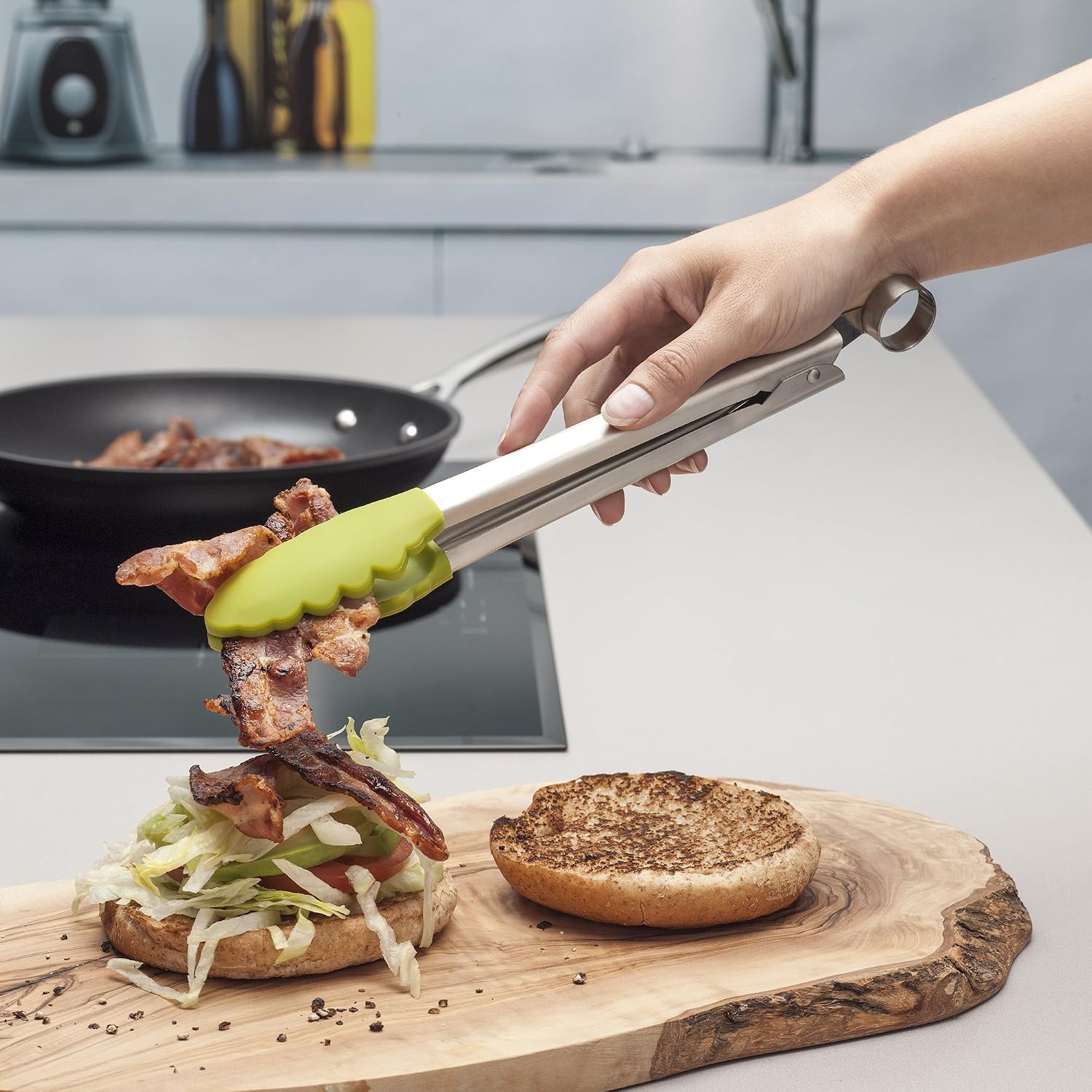 Zeal Silicone Non-Stick Kitchen Cooking Tongs with Stainless Steel Handle, Perfect for Cooking Grilling, BBQ, Serving - Image 3