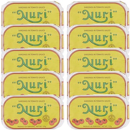 NURI Sardinas portuguesas en salsa de tomate - paquete de 10 - (latas de 4.4 onzas)