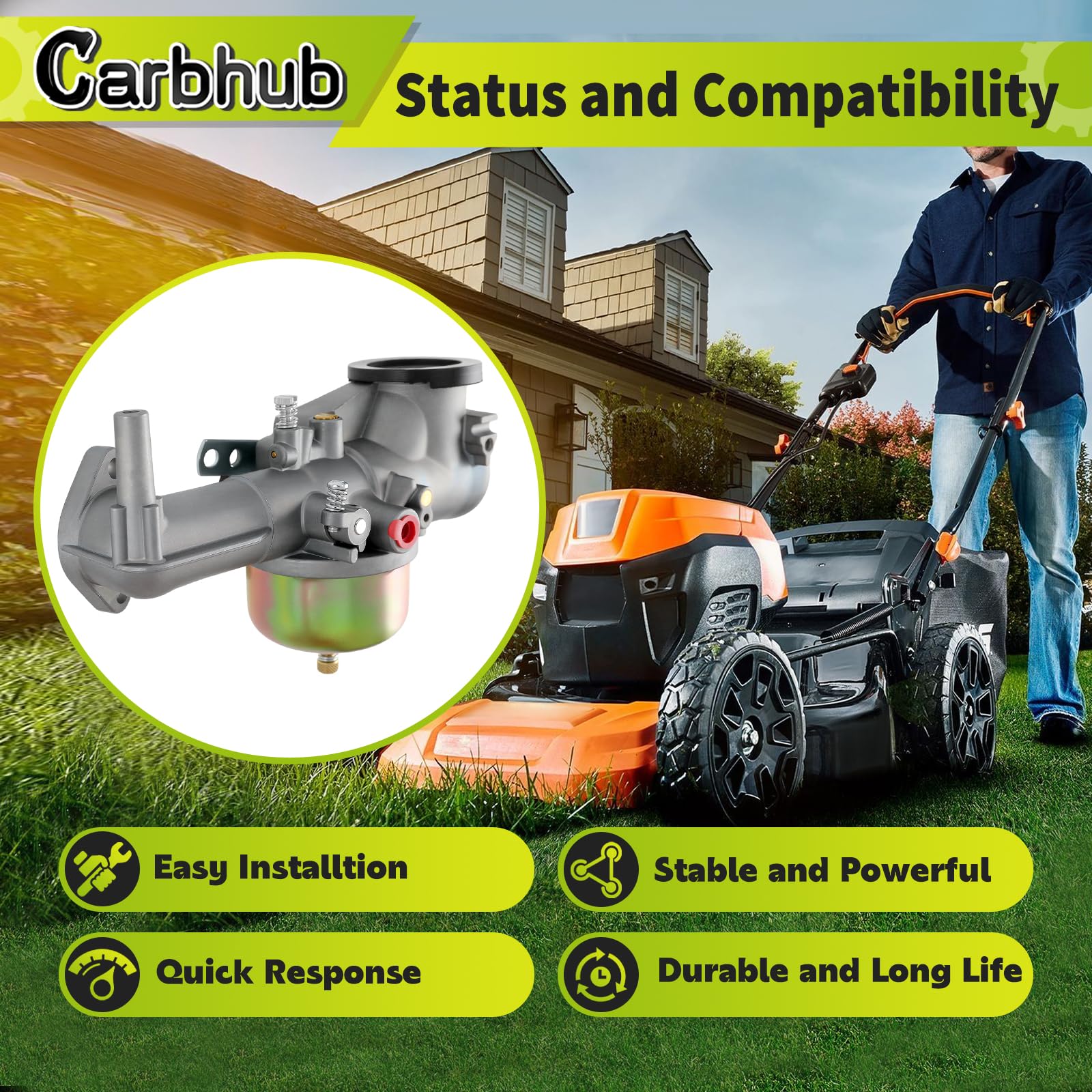 Carbhub 491590 193700 392152 Carburatore per 491590 390811 392152 Carb Adatto 191700 192700 193700 Serie motore con guarnizione Kit filtro olio aria
