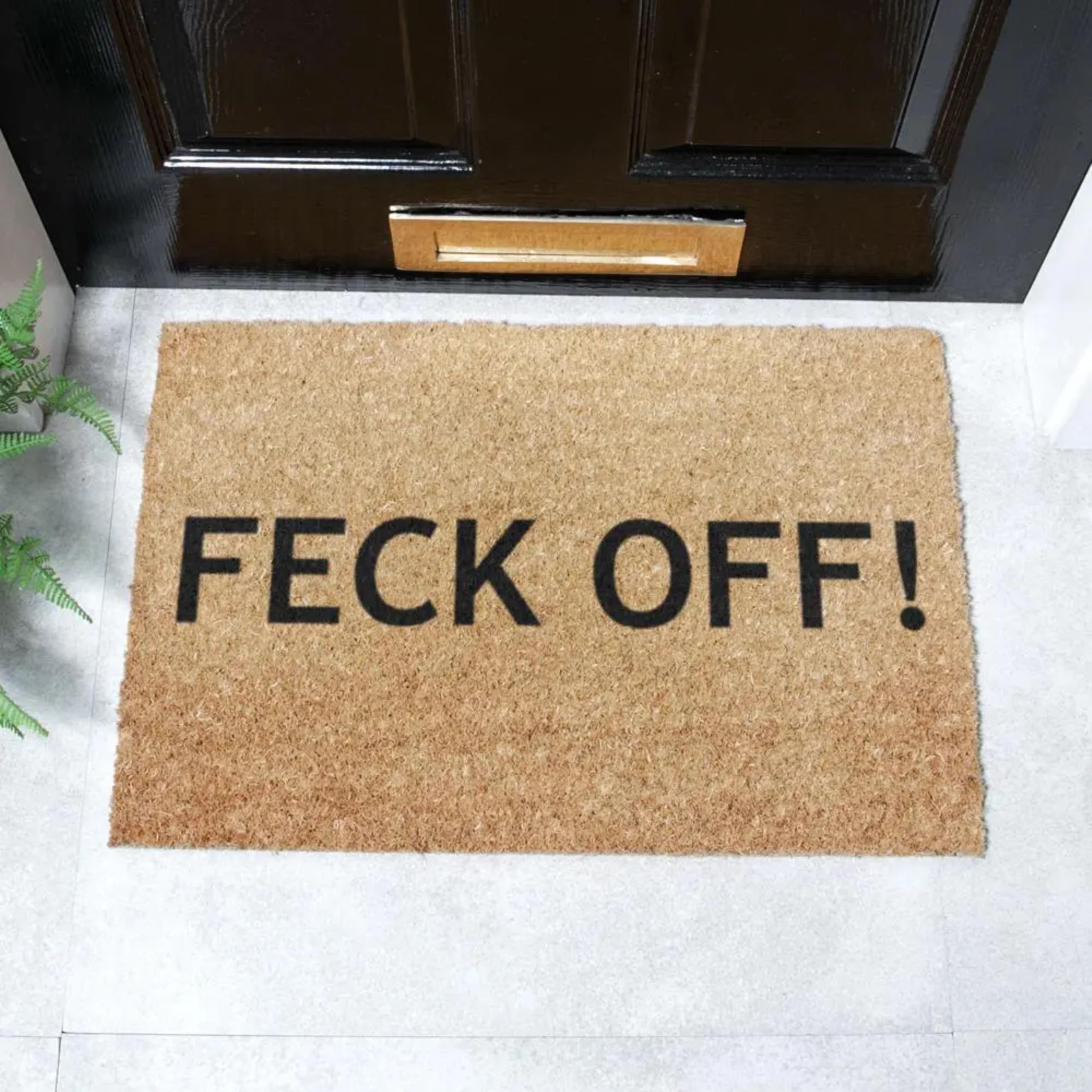 Artsy Mats - Feck Off Doormatt - Features Tufted Coconut Fibre - Non-Slip Rubber Backed Doormats - Heavy Duty, Decorative OutDoormats, (60x40cm)