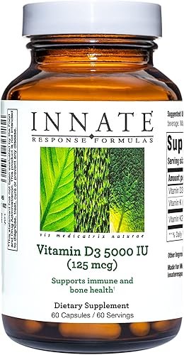 INNATE Response Formulas Vitamina D3 5000 UI (125 mcg) - Suplemento que apoya la salud inmunológica y ósea - Mezcla de vitaminas D3, K1 y K2 -