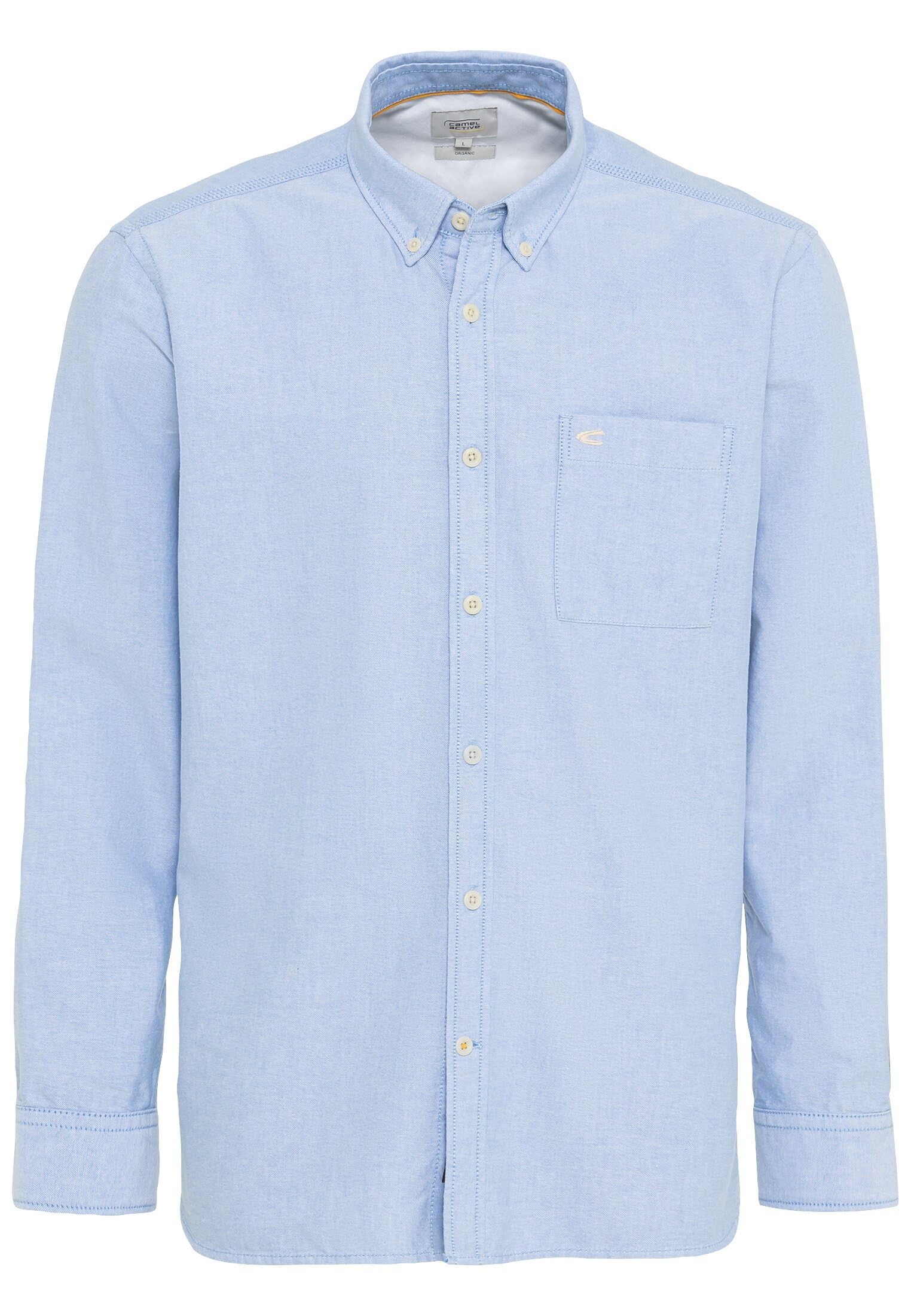 camel active Men's Oxford Shirt Made from Certified Organic Cotton, lightblue, L