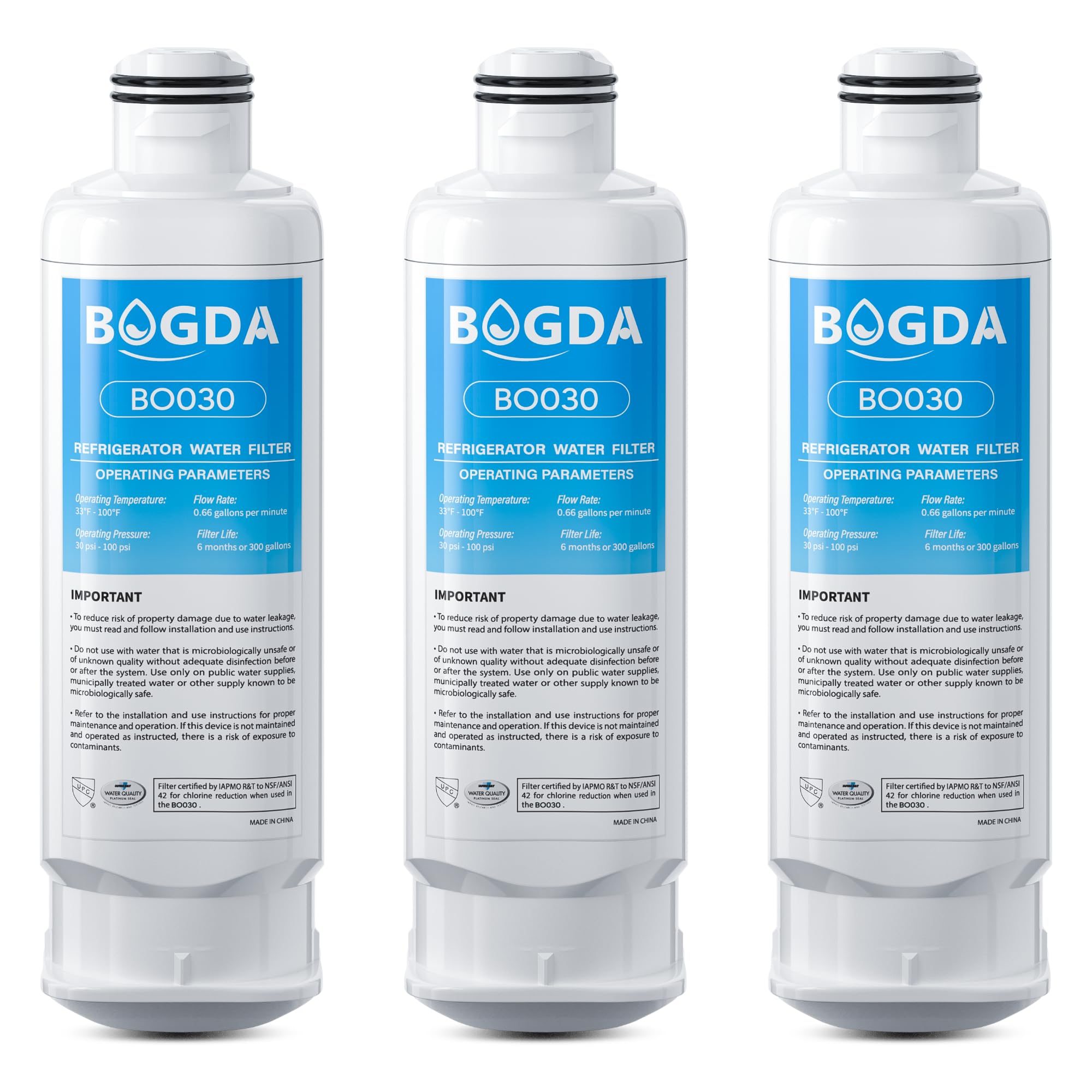 BOGDA DA97-17376B - Filtro de agua de repuesto para Sam-sung HAF-QIN, HAF-QIN/EXP, DA97-08006C, RF23M8070SG, RF23M8070SR, RF23M8090SG, RF23M8570SR, 3 filtros