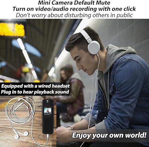 Miniatura 5 de Muayb Mini cámara corporal de 64 GB con audio y video, clip magnético con cordón, visión nocturna, grabación en bucle, clip trasero portátil para