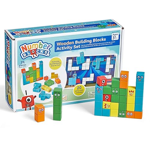 hand2mind Numberblocks - Juego de actividades de bloques de construcción de madera, juguete apilable de madera, bloques de conteo, números para