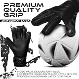 WESTWOOD FOX Guanti da portiere, protezione dita, guanti da portiere per calcio per bambini, ragazzi, adulti, palmo Heavy Grip con Dumbo Latex 4+3 mm, supporto al polso (Nero profondo, Taglia 9) - 6