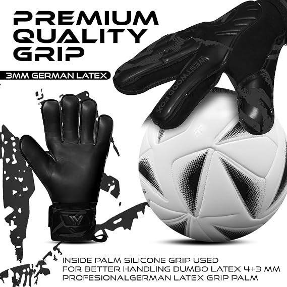 WESTWOOD FOX Goalkeeper Gloves,Finger Protection Soccer Goalie Gloves for Kids,Youth,Adults,Heavy Grip Palm with Dumbo latex 4+3 mm,Wrist Support