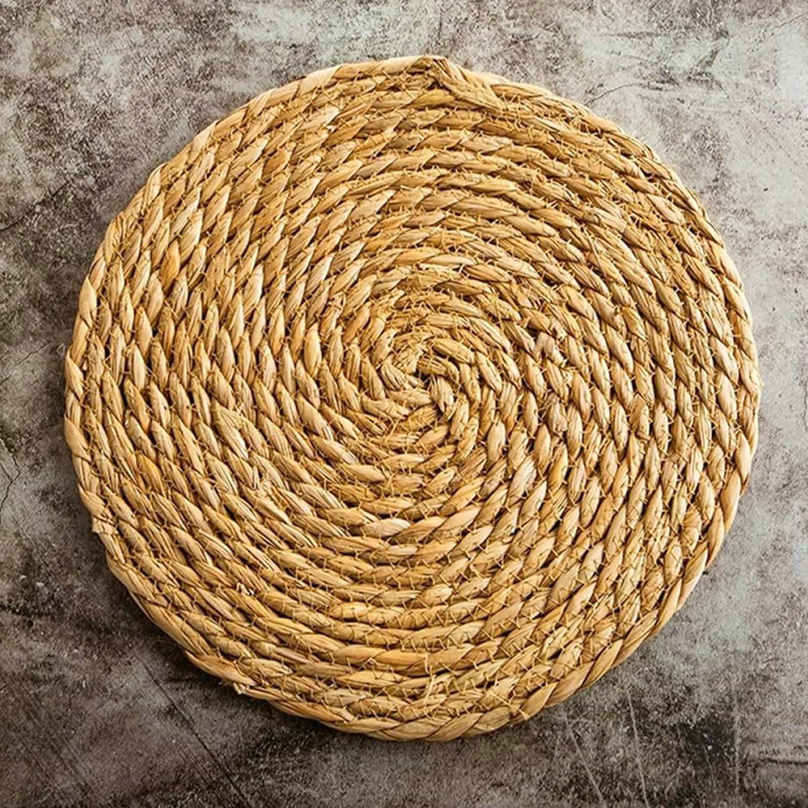 Set de table antidérapant jute kaki rond 30 cm tressé pour cuisine