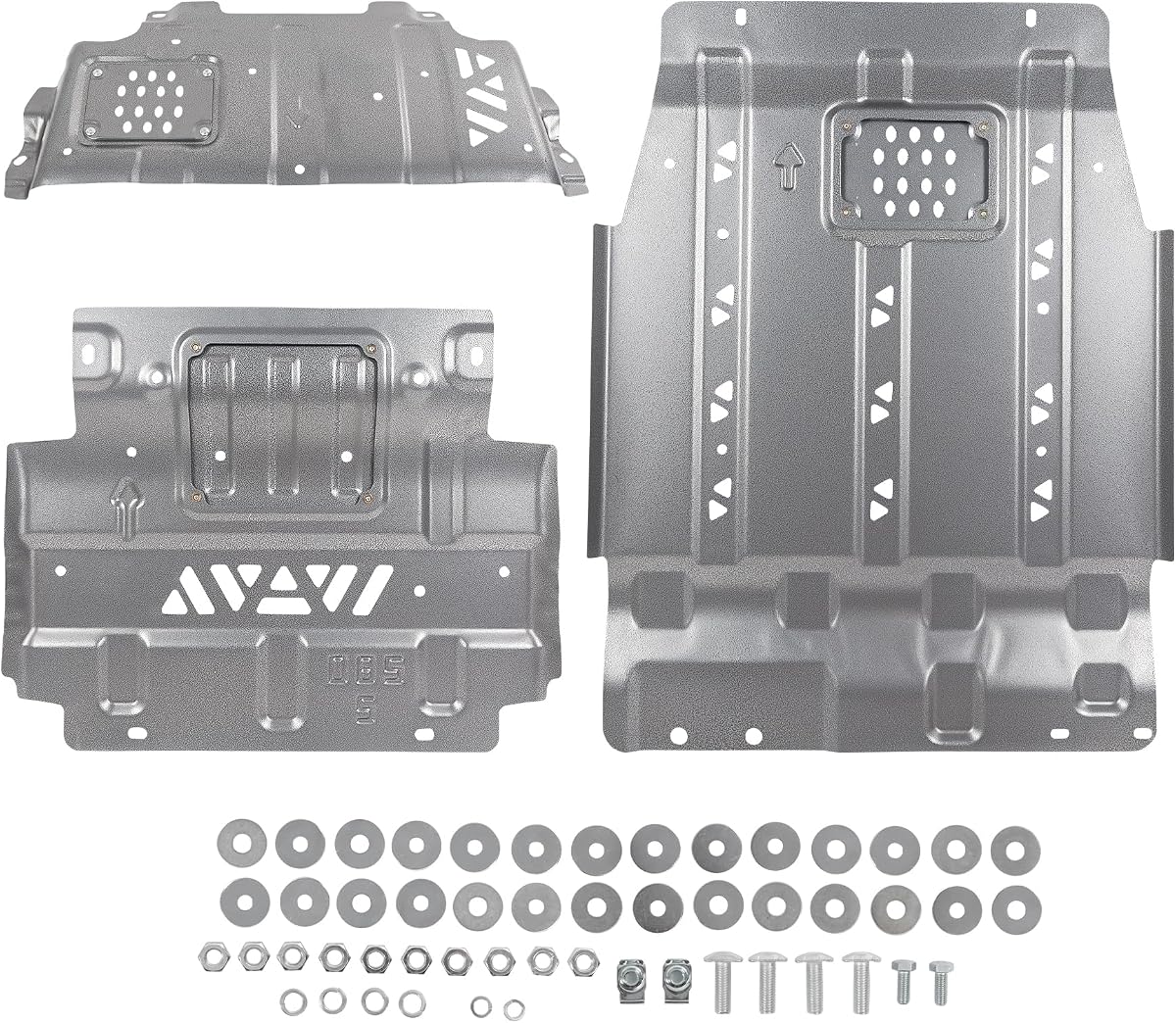 Kit de placa protectora de acero completo FL3Z-5D032-D de repuesto para Ford F-150 2015-2022 | con placa protectora de transmisión delantera no compatible con el kit de protección contra salpicaduras de servicio pesado PowerBoost Reemplace FL3Z-5D032-A