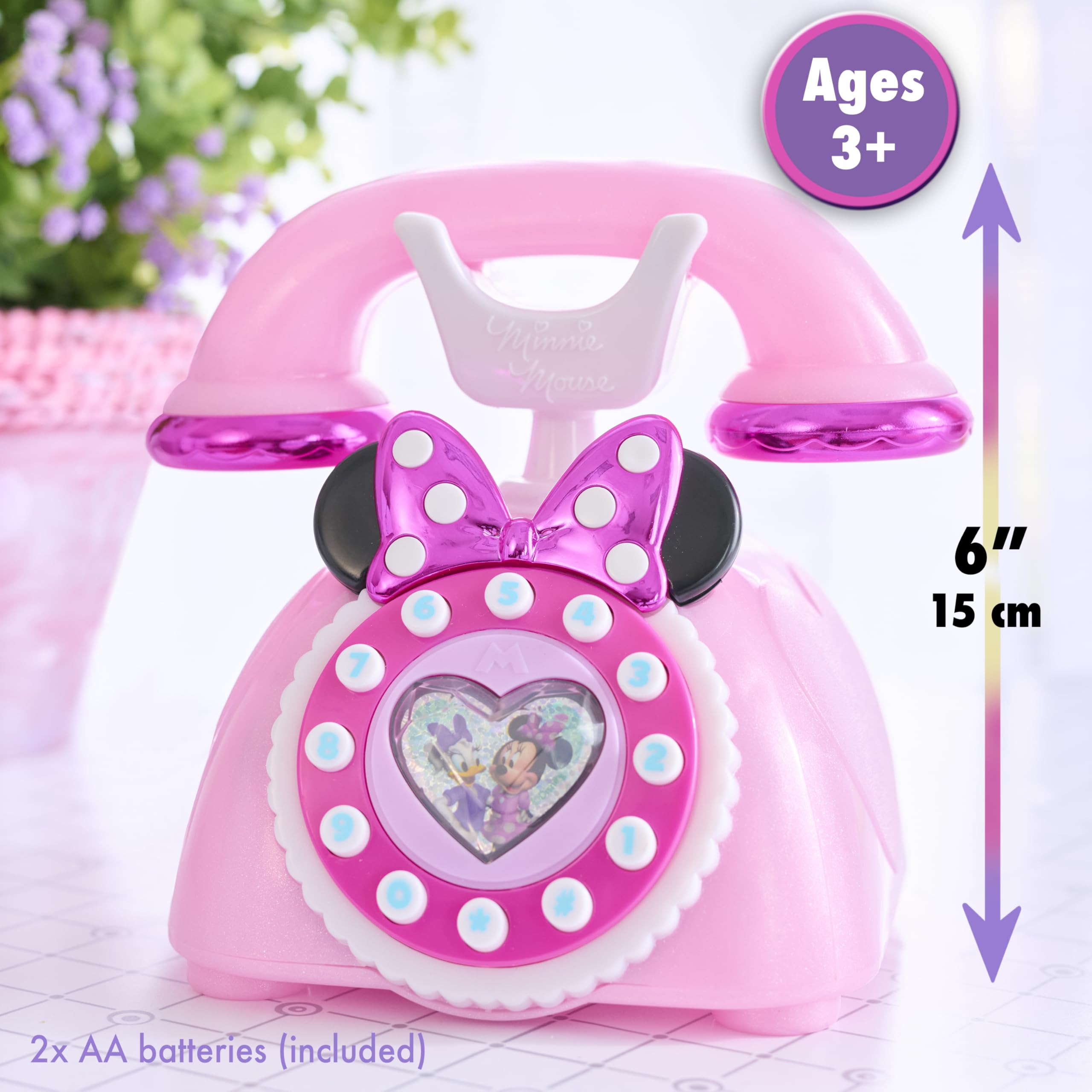 Just Play Téléphone à Cadran Minnie Mouse de Disney Junior avec Effets sonores et Lumineux, Jouets pour Enfants de 3 Ans et Plus