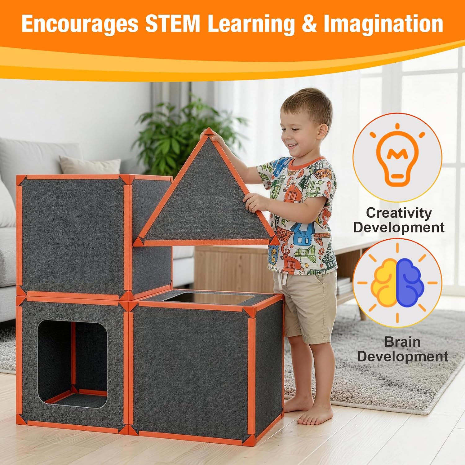 24-Piece Magnetic Fort Building Kit for Kids – Giant Modular Playhouse Panels, Lightweight Eco-Felt Construction Toy with Strong Magnets, STEM Learning & Imaginative Indoor Play Set for Ages 3+