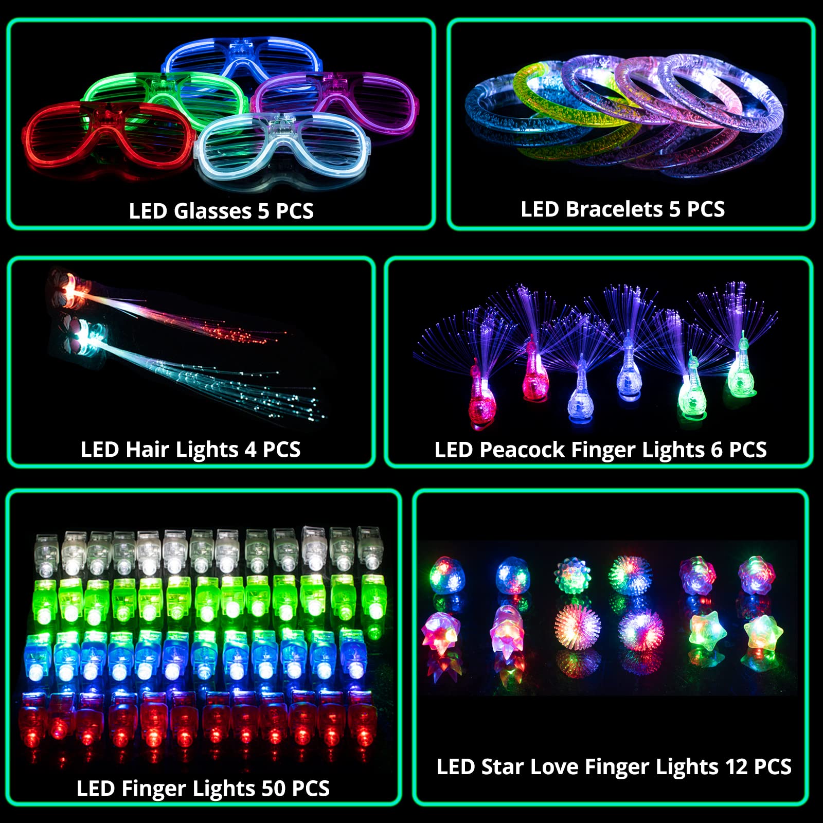 Glow Party Accessories 125 Pack Glow In The Dark Party Supplies