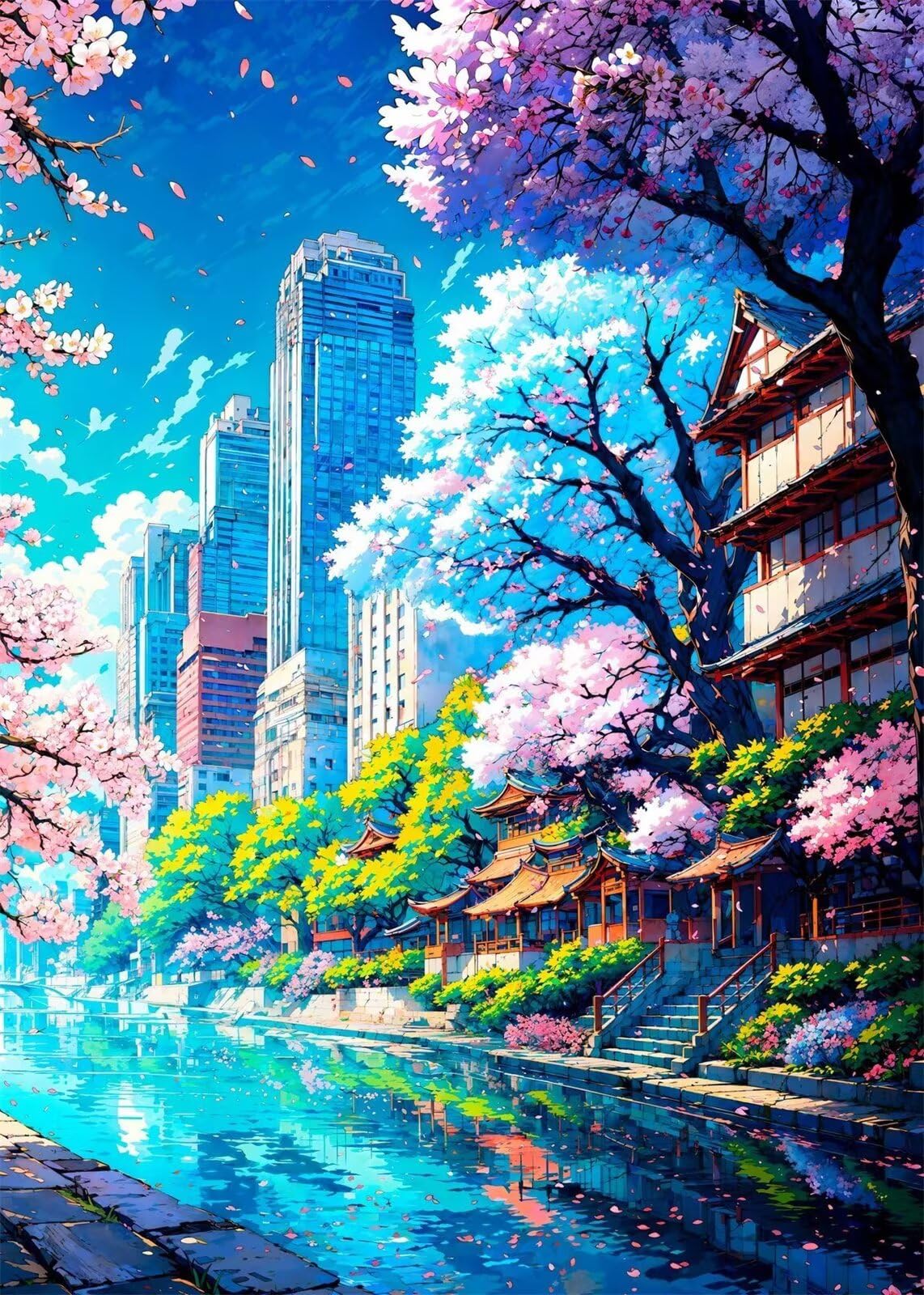 Fiore Strada Città - Puzzle 6000 Pezzi per Adulti 179x105cm | Passatempo Rilassante e Antistress | Arte da Parete e Decorazione Casa