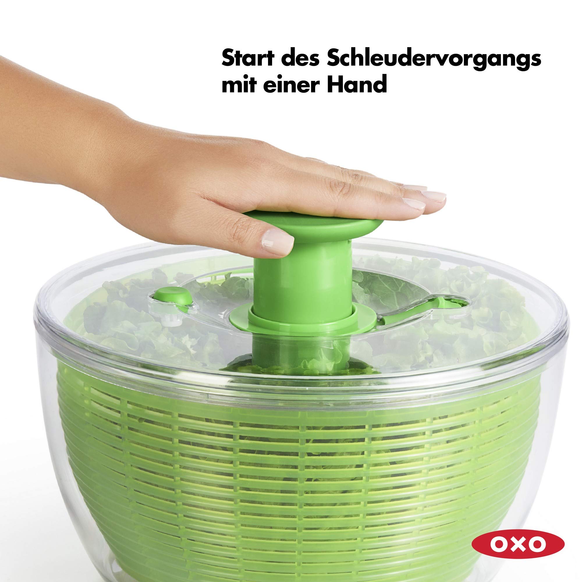OXO Good Grips Salatschleuder mit Sieb und Deckel, grün – zum Trocknen von Salat