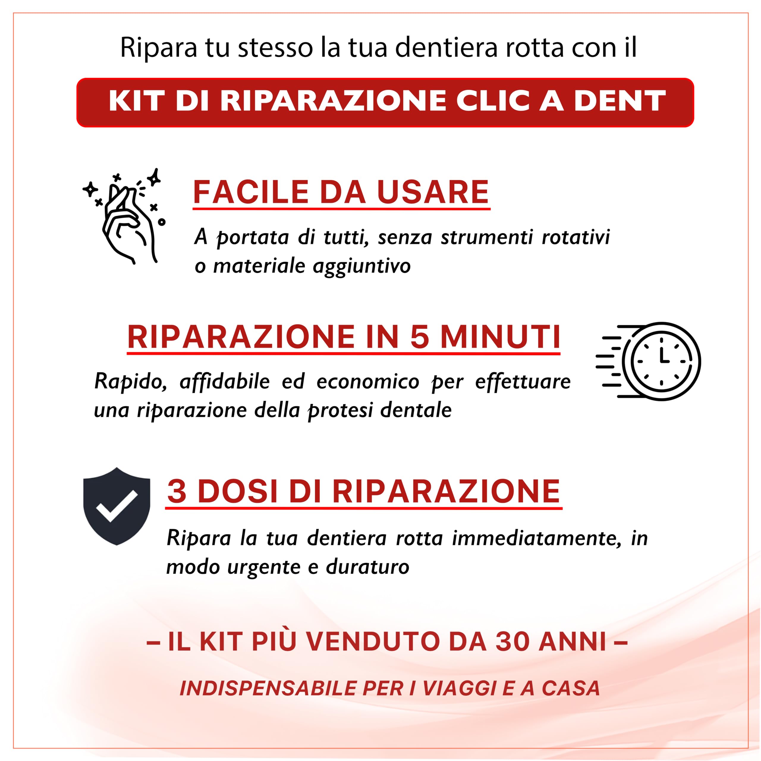 CLICADENT-Kit di riparazione per dentiera rota,incrinata,o Che Hanno Perso un Dente