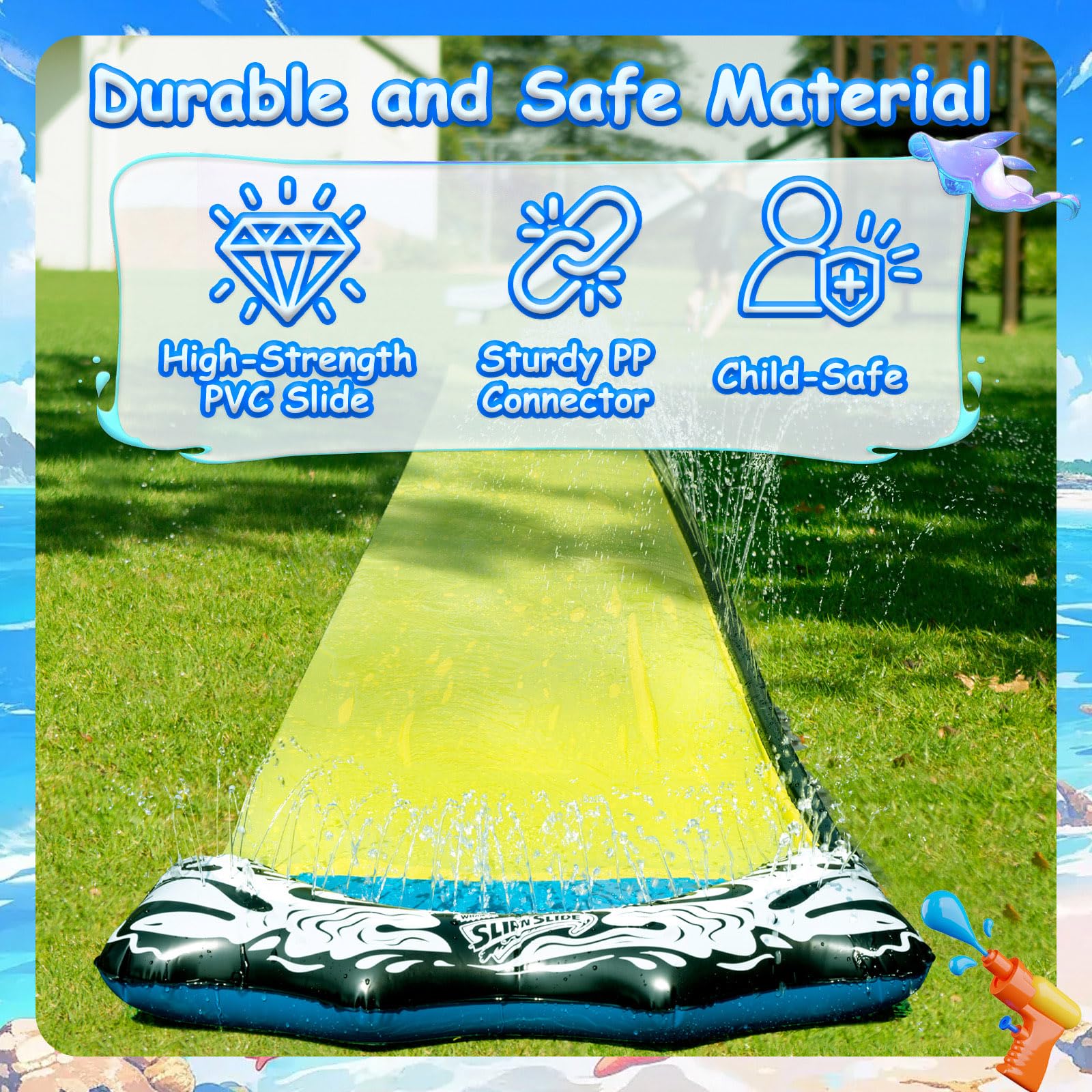Wham-O Slip N Slide Wave Rider 548.64cm mit Boogie, Sommer-Outdoor-Spielzeug für Kinder von 5-12 Jahren, perfekt für Rasenpartys