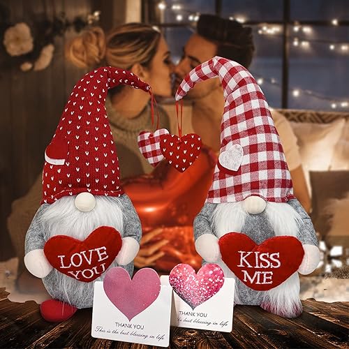 Miniatura 5 de Decoración de gnomo para el día de San Valentín, 2 gnomos de San Valentín, decoración de mesa para el hogar, regalo de San Valentín con dulce gnomo