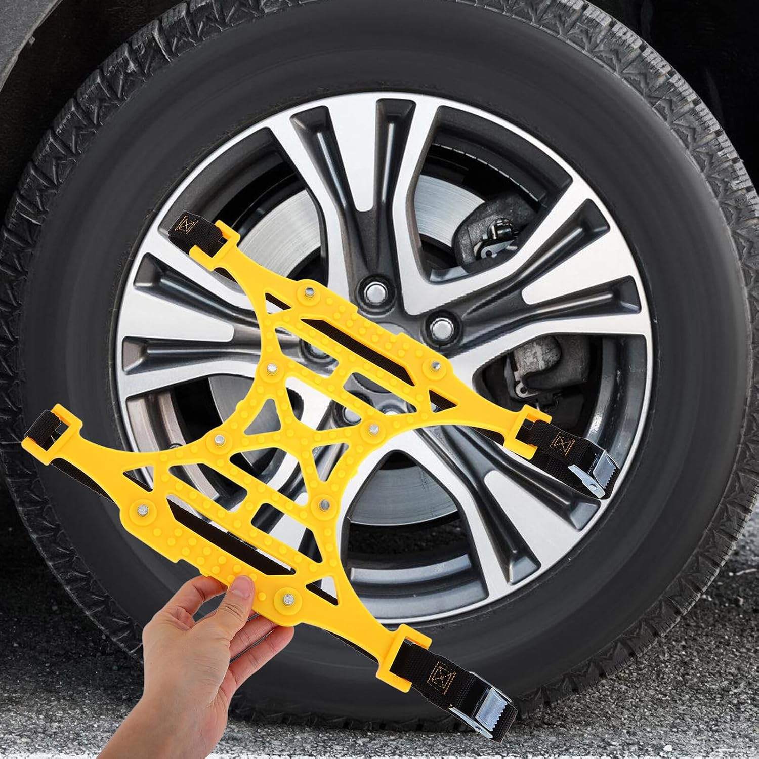 Car Snow Chains Tire Chains for Snow Anti-skid Yellow Single for Suv Off-road Winter Driving