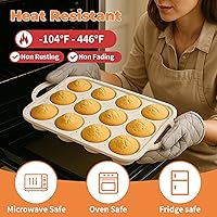 Vista 5 de 2Pack Silicone Muffin Pan For Baking With Metal Reinforced Frame, 12 Cup Regular Size Nonstick Cupcake Pan, BPA Free Silicone Muffin Tray, Cupcake