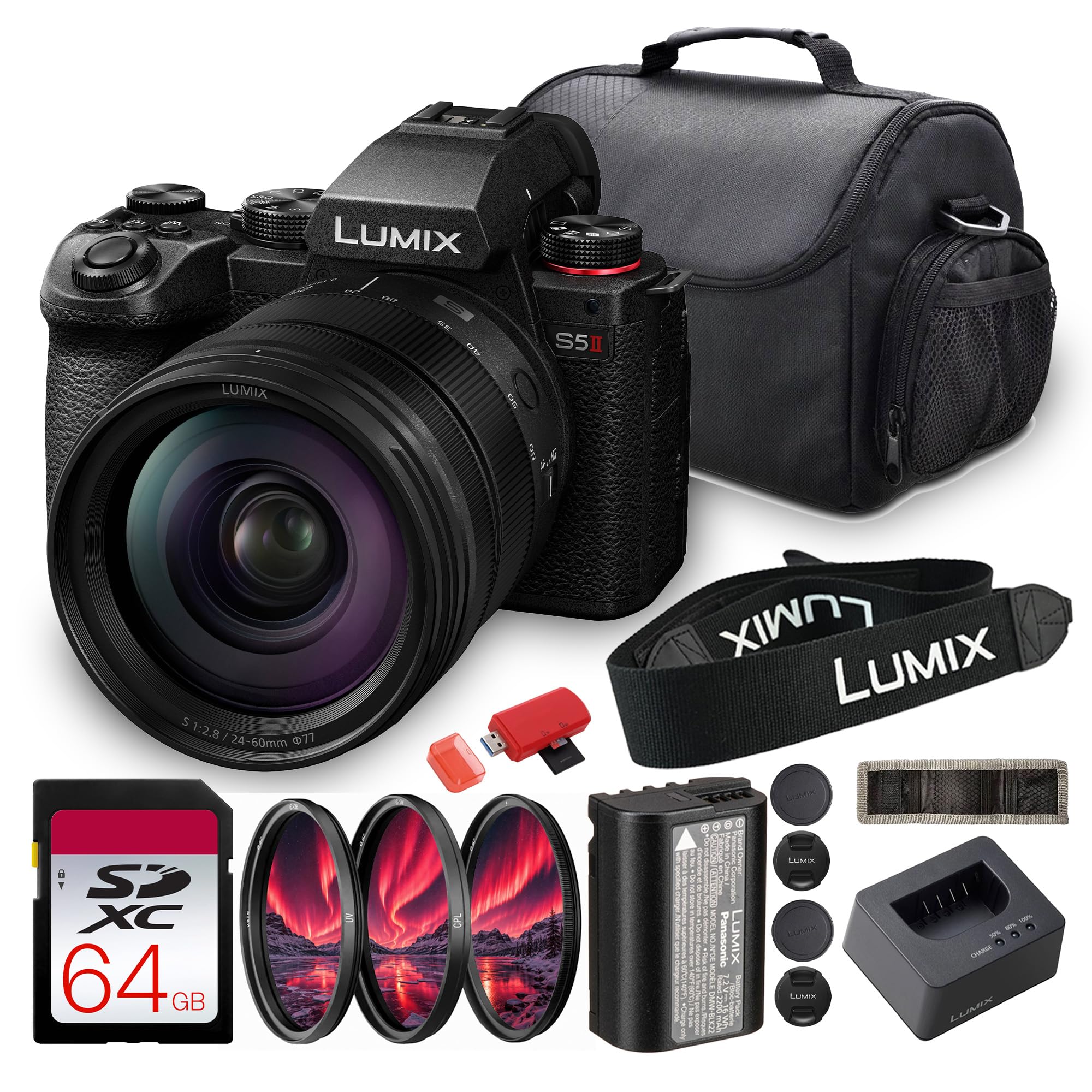 Panasonic LUMIX S5 II 24MP Full-Frame Camera + 24-60mm f/2.8 Lens Bundle