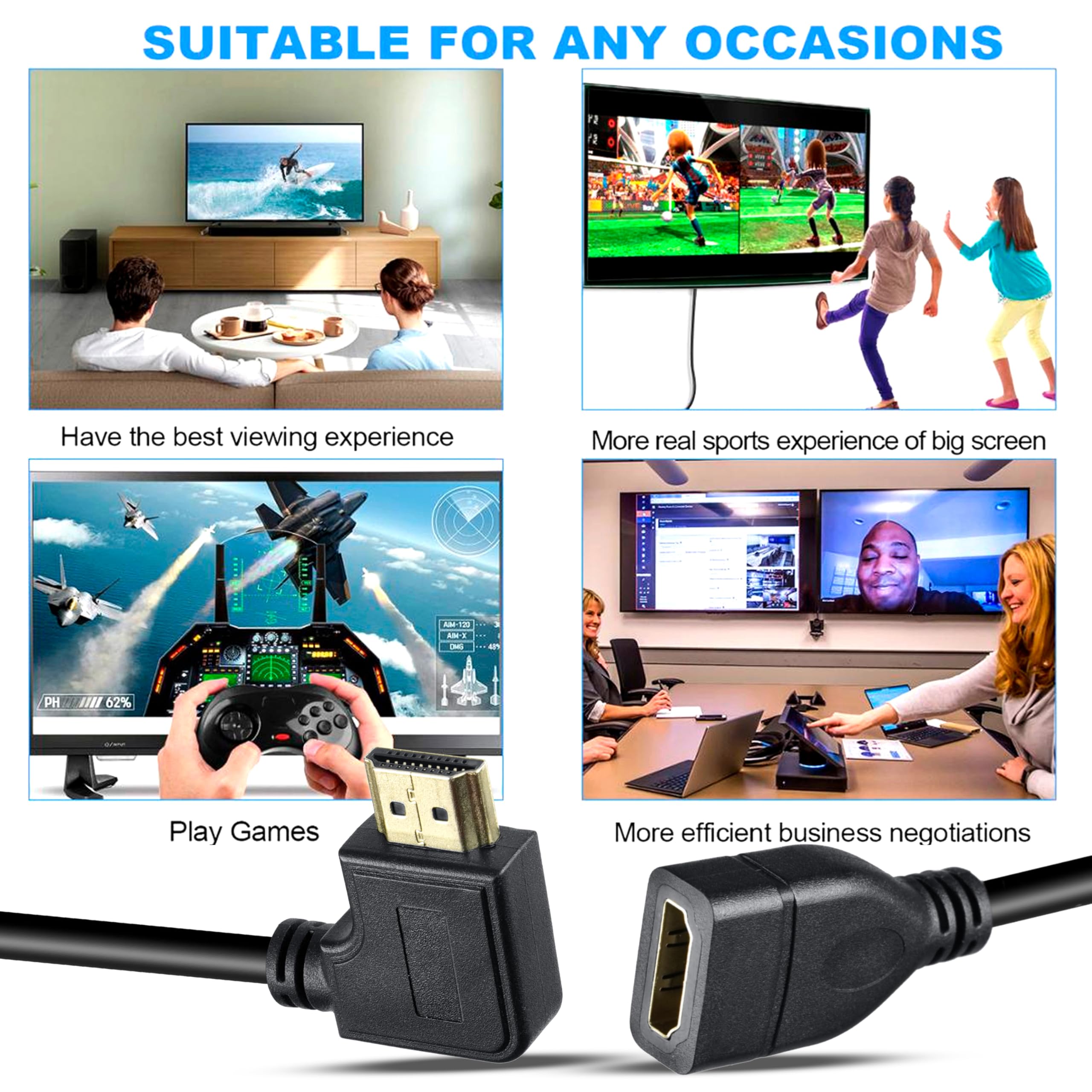 Storite 50cm HDMI Male to Female Cable, Right Angle 90 Degree 1