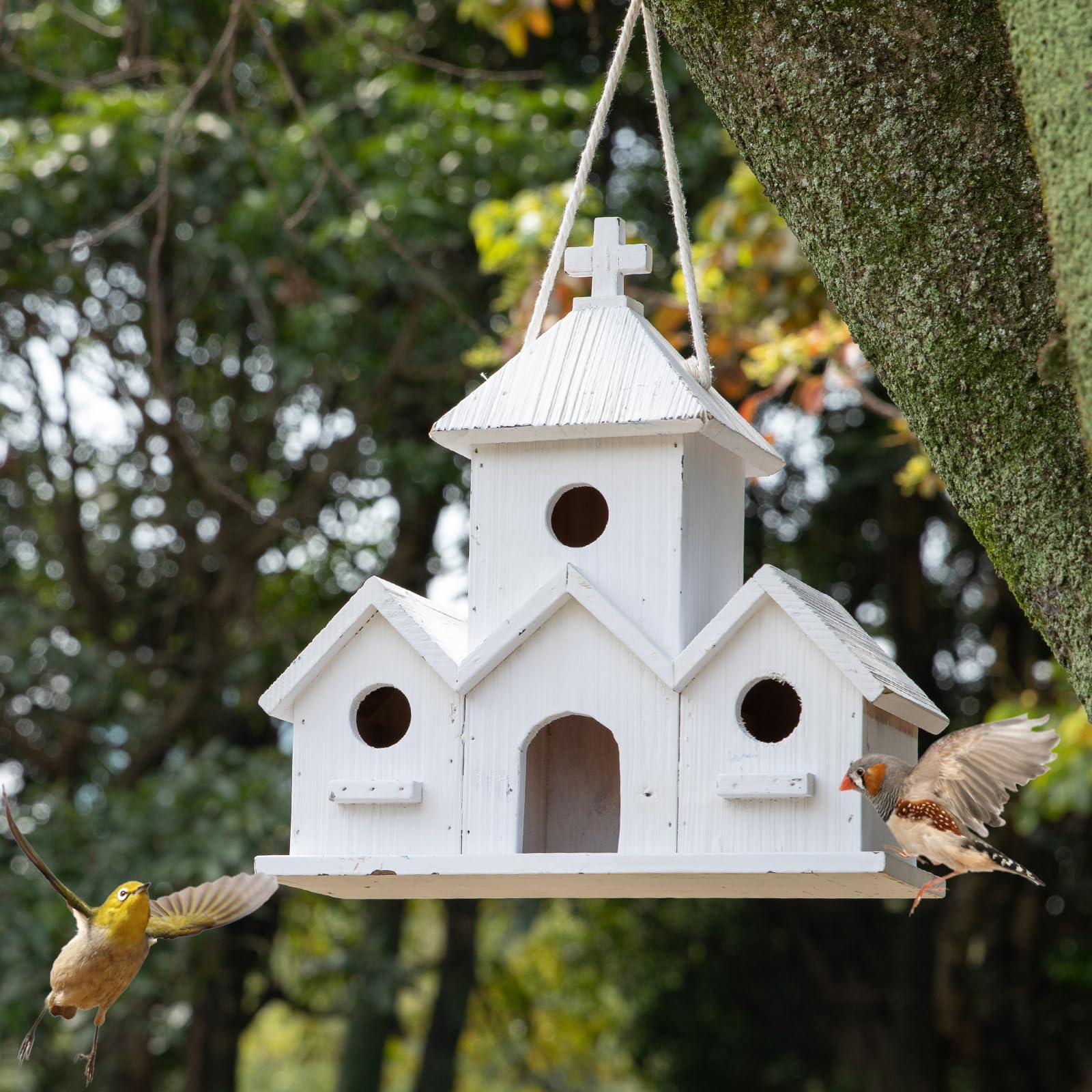 HHWODB Birdhouse Premium Bluebird Houses for Outside, Attract Beautiful Birds to Your Garden and Yard - Durable Outdoor Birdhouses 4 Hole Bird Houses