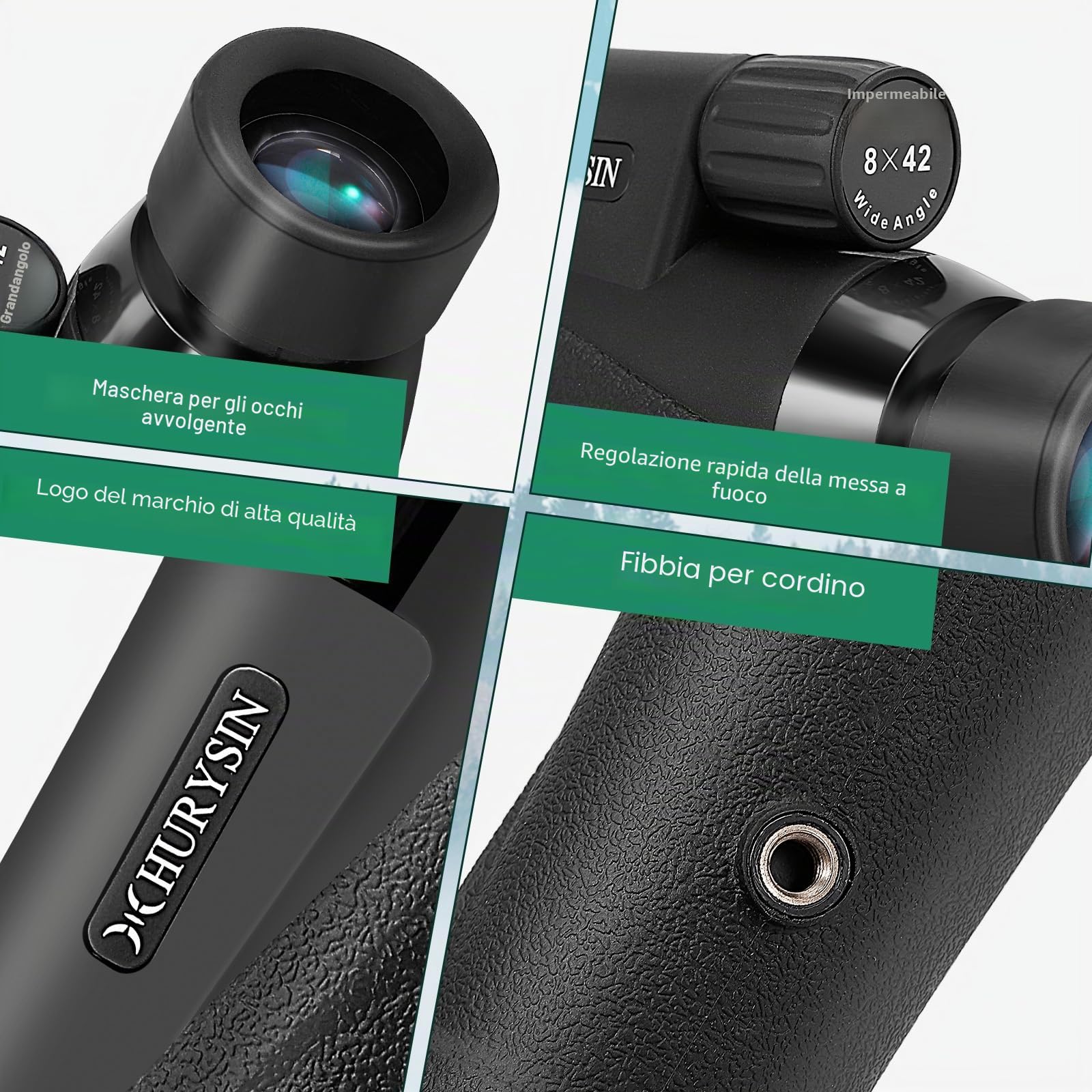 Monocolo HD 8 x 42 mm, adatto per bird watching, caccia, viaggi